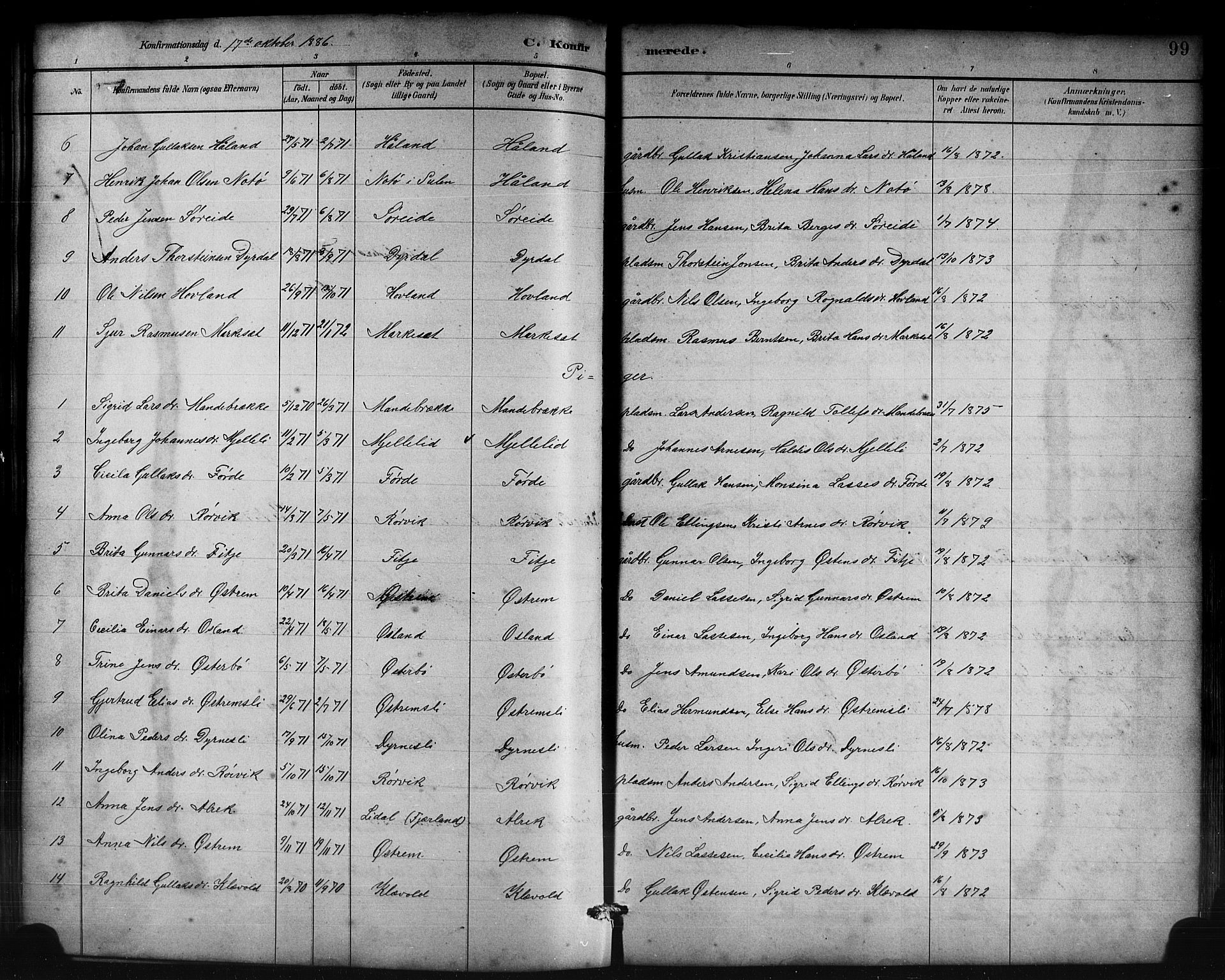 Lavik sokneprestembete, AV/SAB-A-80901: Parish register (copy) no. B 3, 1882-1913, p. 99