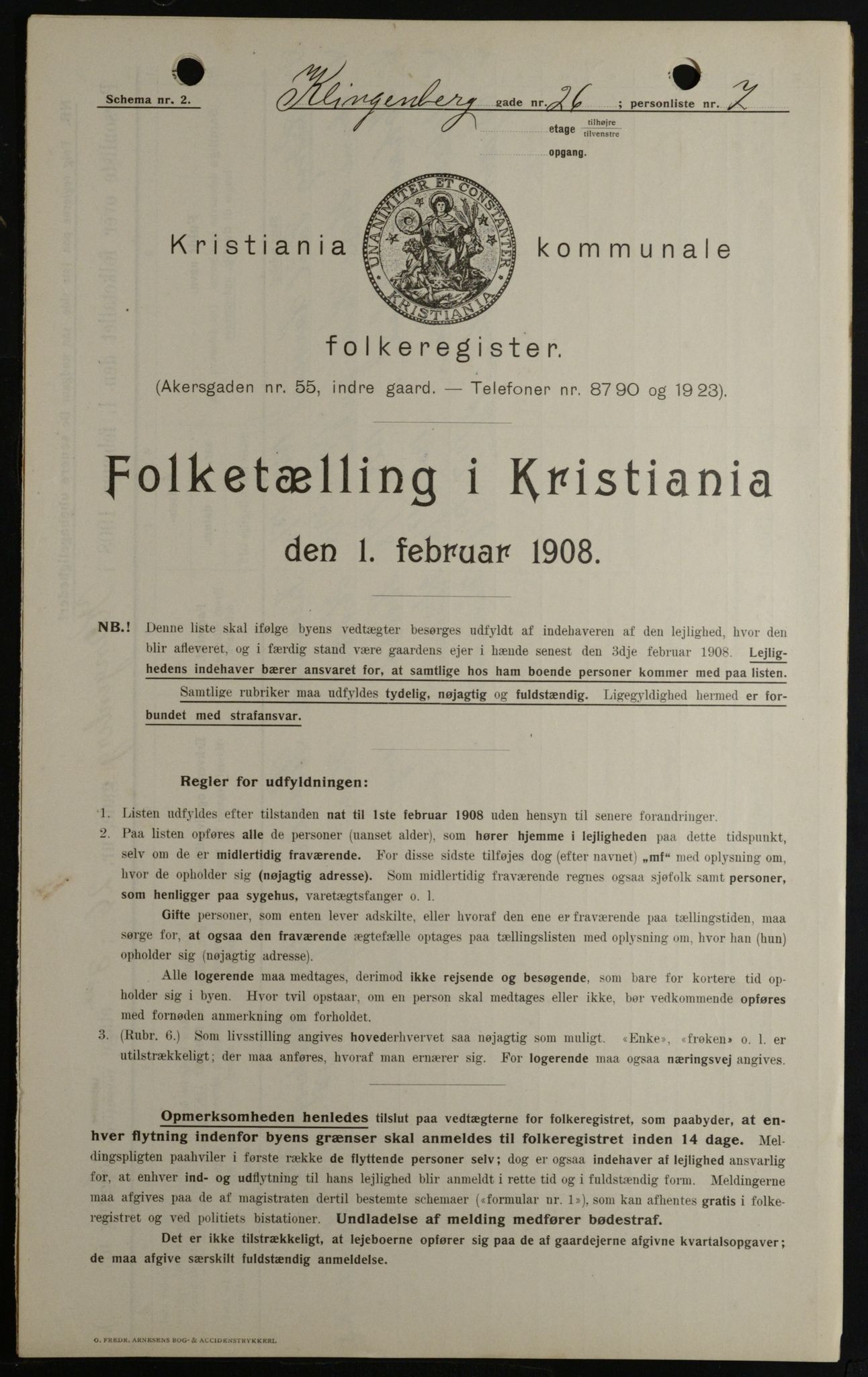 OBA, Municipal Census 1908 for Kristiania, 1908, p. 46545