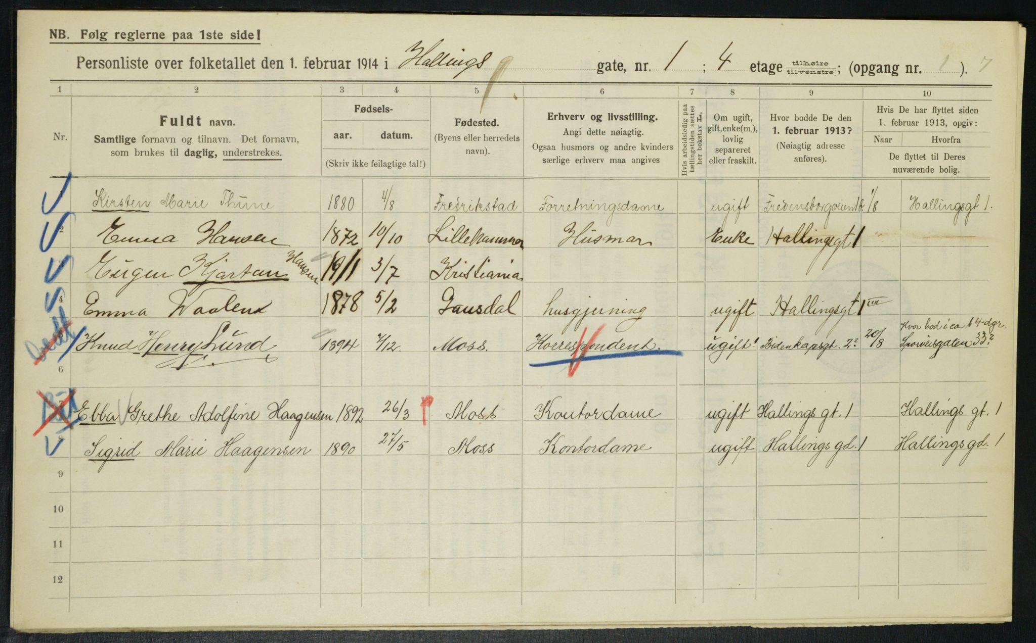 OBA, Municipal Census 1914 for Kristiania, 1914, p. 34120