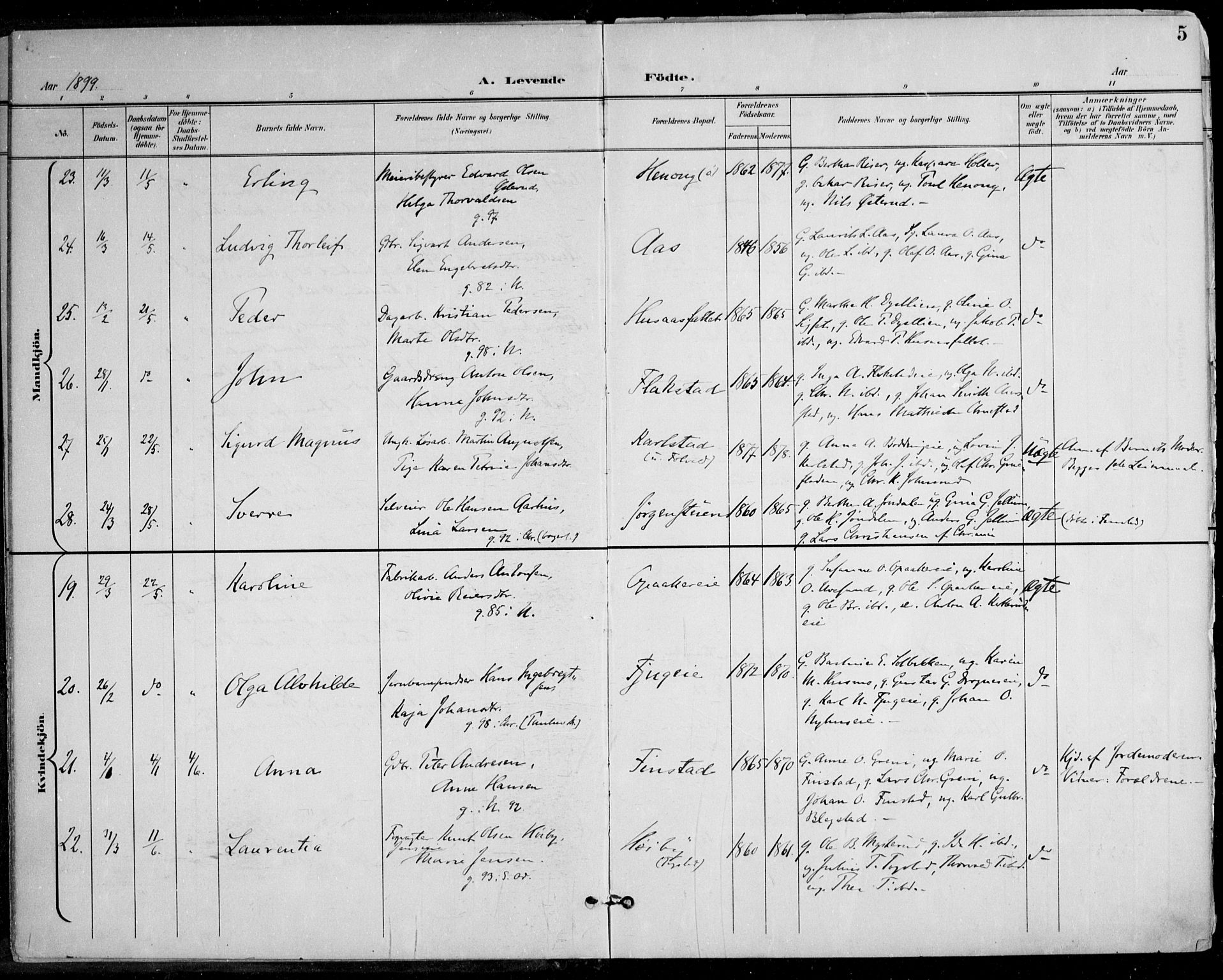 Nes prestekontor Kirkebøker, AV/SAO-A-10410/F/Fa/L0011: Parish register (official) no. I 11, 1899-1918, p. 5