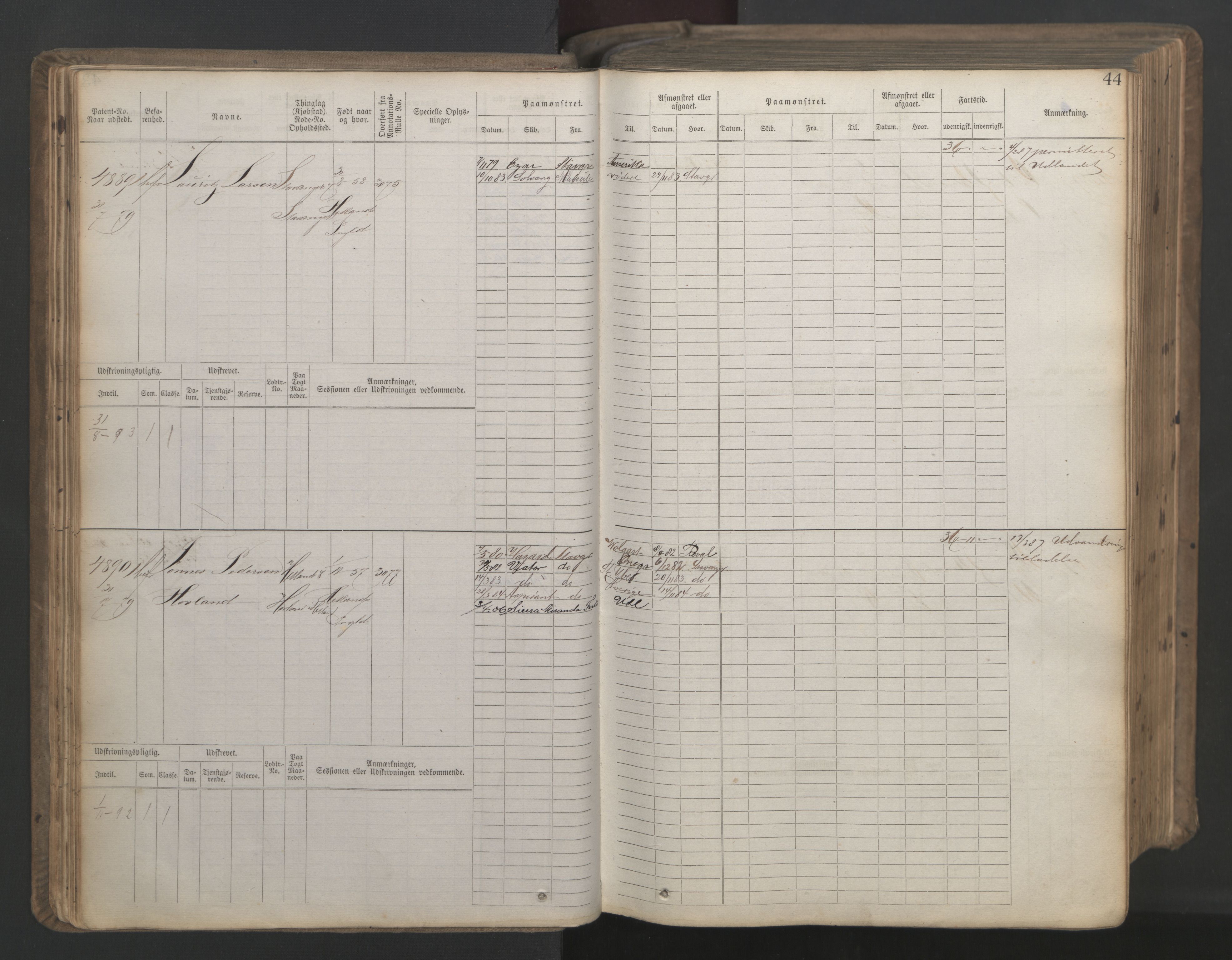 Stavanger sjømannskontor, AV/SAST-A-102006/F/Fb/Fbb/L0020: Sjøfartshovedrulle patnentnr. 4803-6004 (dublett), 1879, p. 48