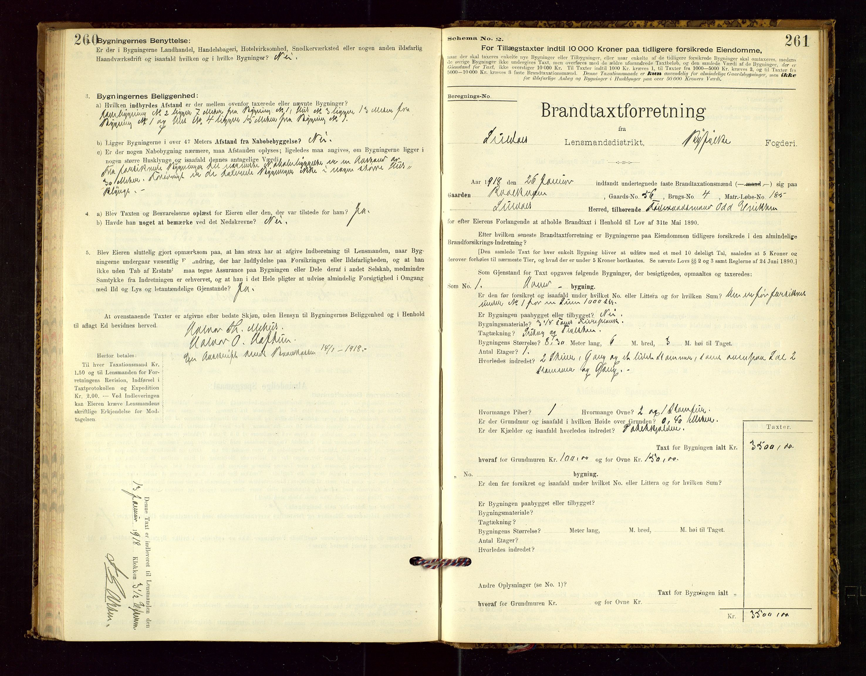 Suldal lensmannskontor, SAST/A-100419/Gob/L0001: "Brandtaxationsprotokol", 1894-1923, p. 260-261