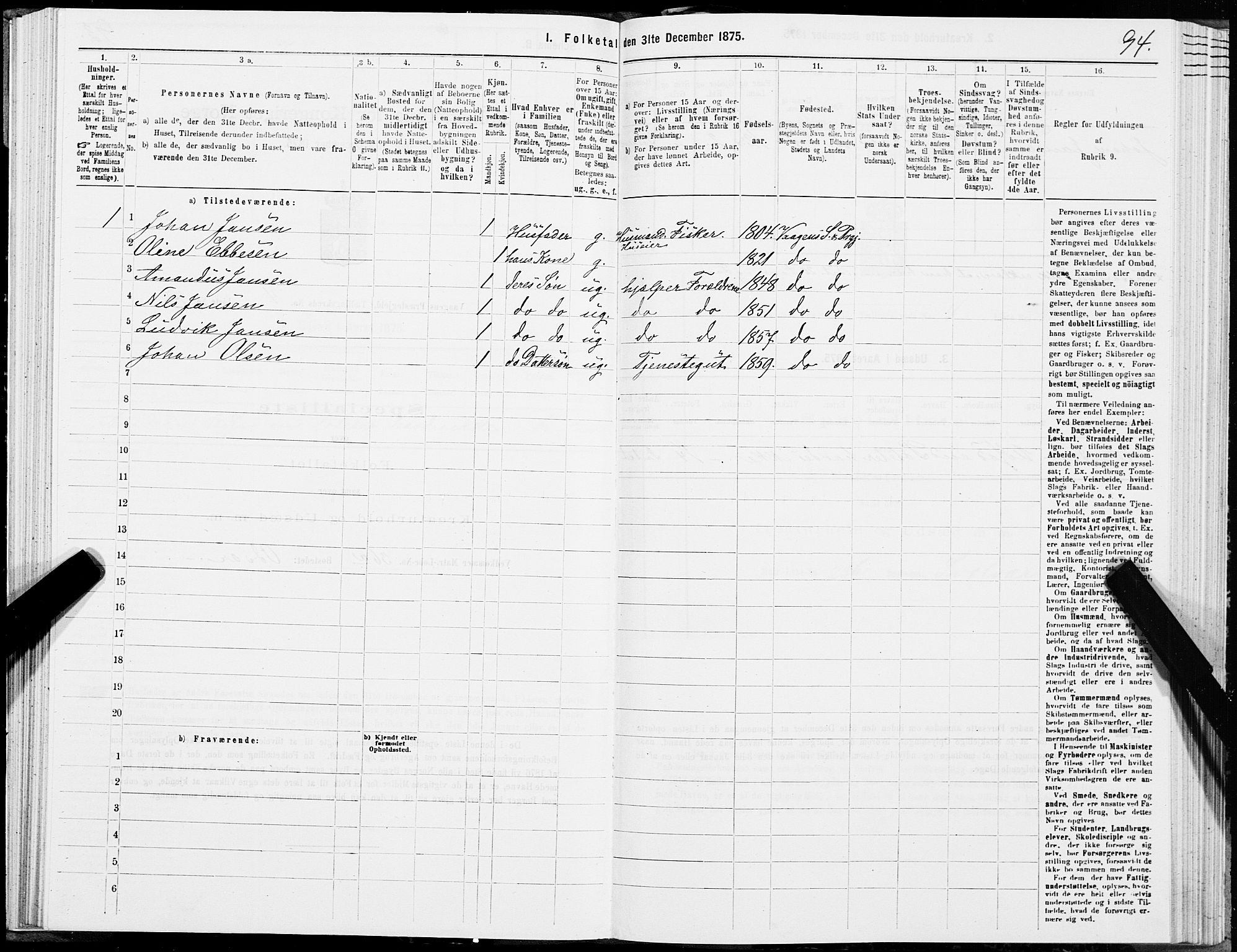 SAT, 1875 census for 1865P Vågan, 1875, p. 3094