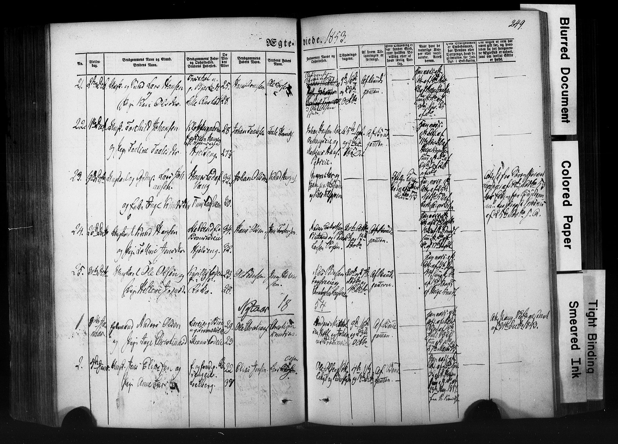 Løten prestekontor, AV/SAH-PREST-022/K/Ka/L0007: Parish register (official) no. 7, 1850-1859, p. 249