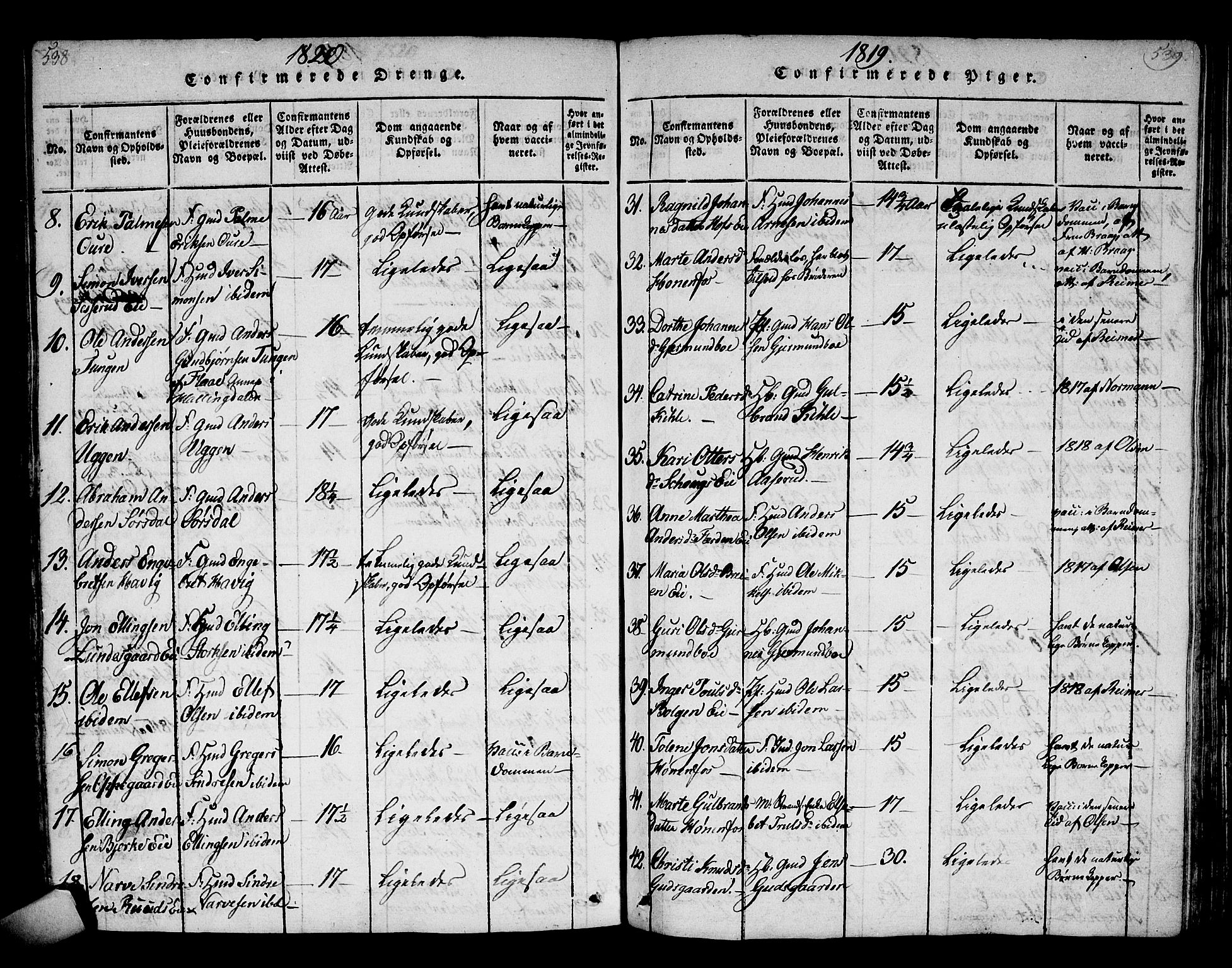 Norderhov kirkebøker, AV/SAKO-A-237/F/Fa/L0008: Parish register (official) no. 8, 1814-1833, p. 538-539