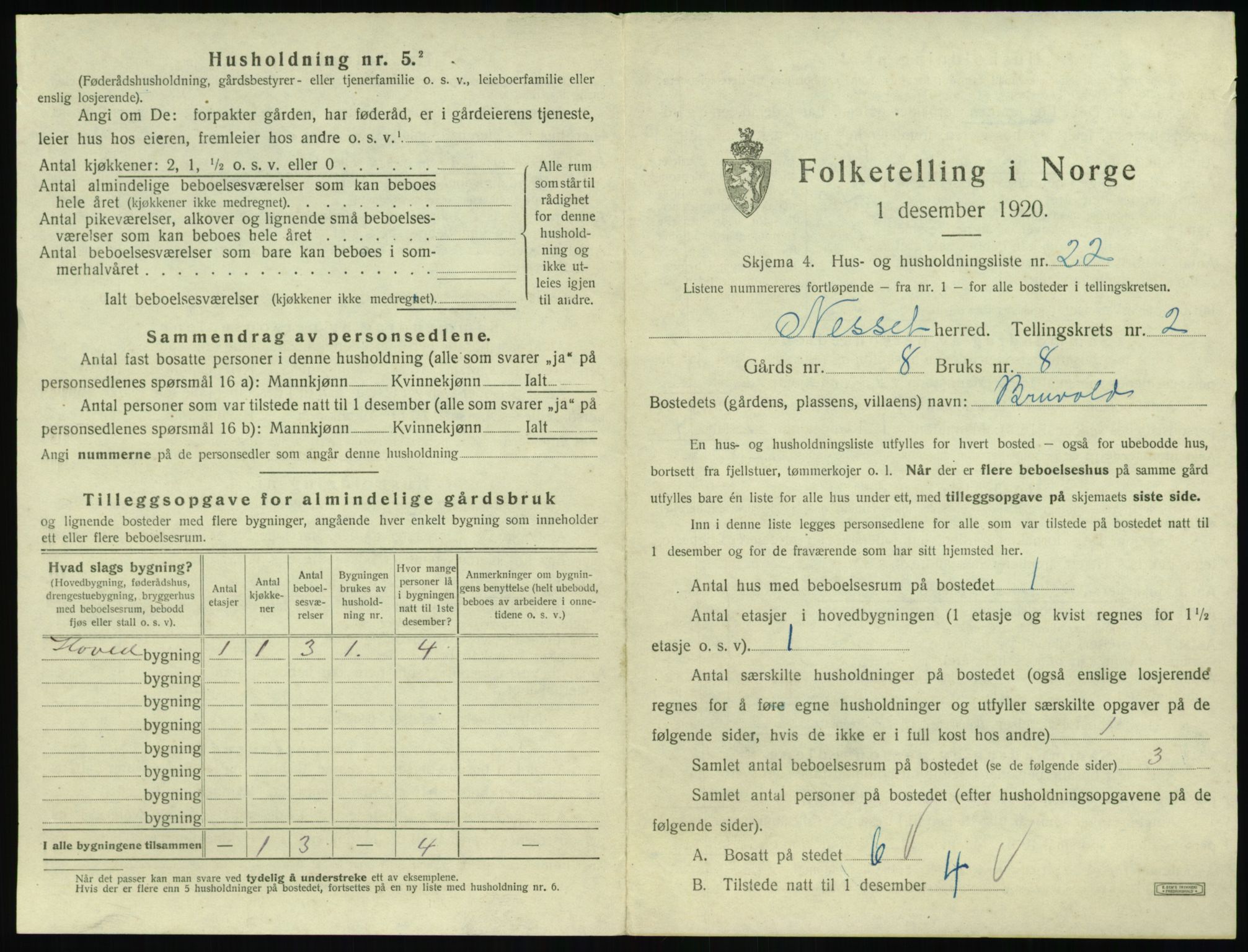 SAT, 1920 census for Nesset, 1920, p. 140