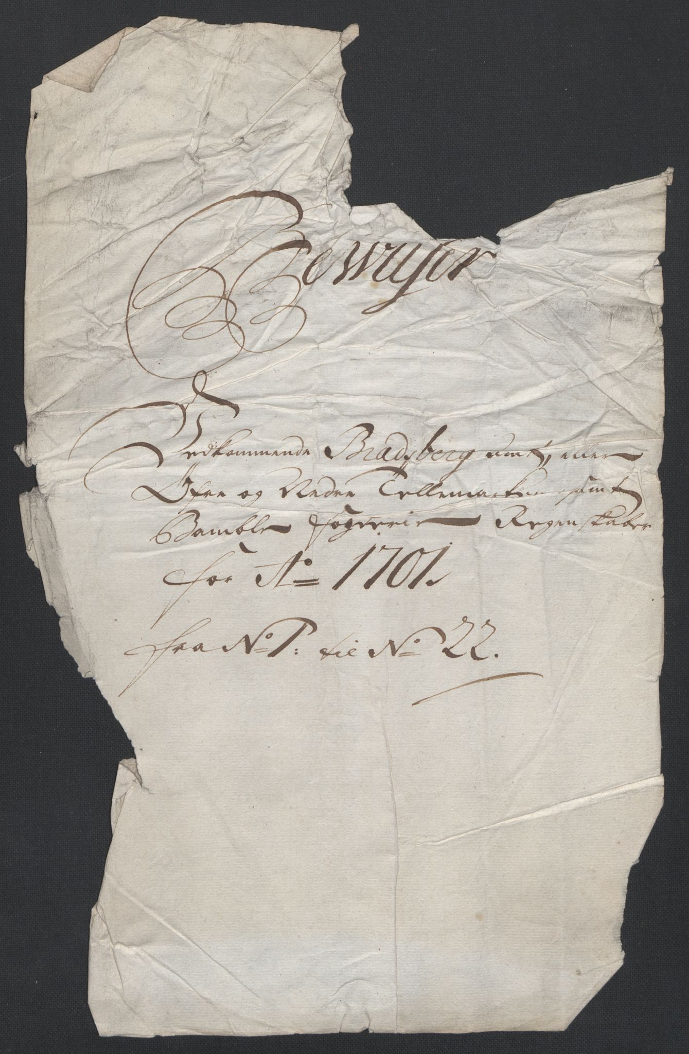 Rentekammeret inntil 1814, Reviderte regnskaper, Fogderegnskap, AV/RA-EA-4092/R36/L2105: Fogderegnskap Øvre og Nedre Telemark og Bamble, 1701, p. 26