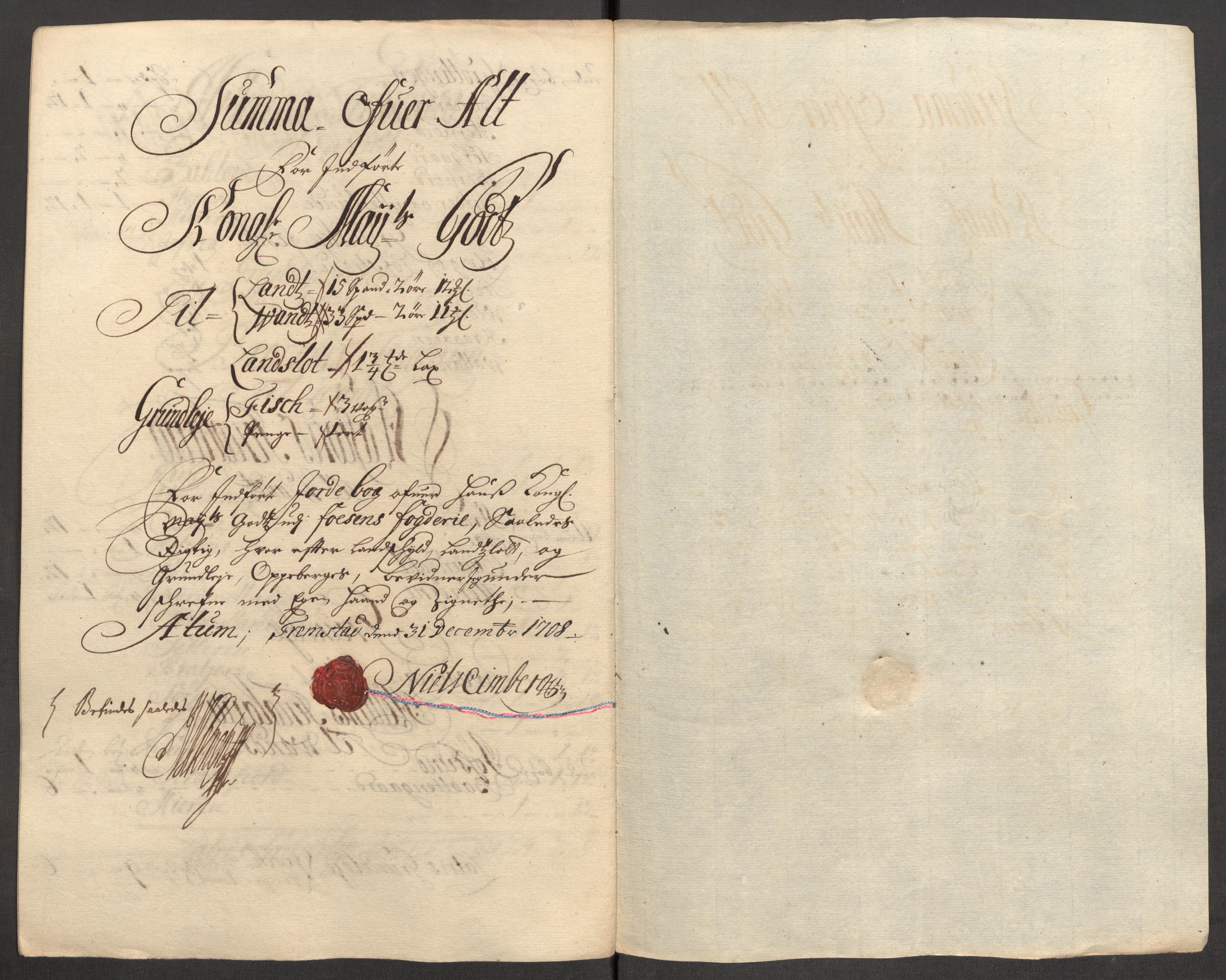 Rentekammeret inntil 1814, Reviderte regnskaper, Fogderegnskap, RA/EA-4092/R57/L3858: Fogderegnskap Fosen, 1708-1709, p. 116