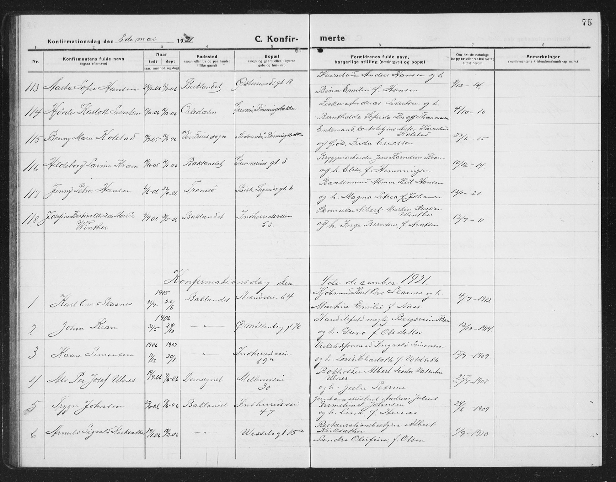 Ministerialprotokoller, klokkerbøker og fødselsregistre - Sør-Trøndelag, AV/SAT-A-1456/605/L0258: Parish register (copy) no. 605C05, 1918-1930, p. 75