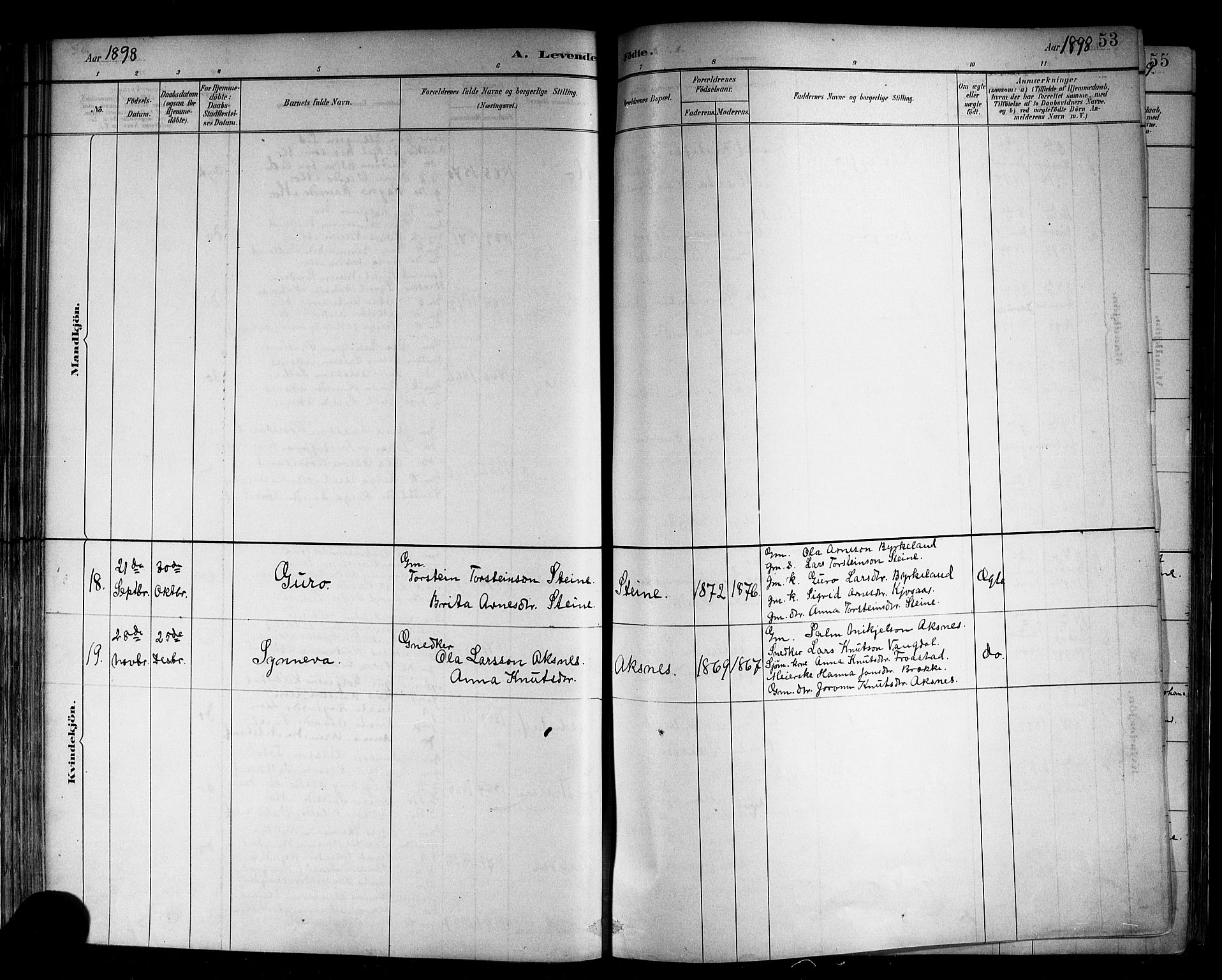 Kvam sokneprestembete, SAB/A-76201/H/Hab: Parish register (copy) no. B 3, 1884-1916, p. 53