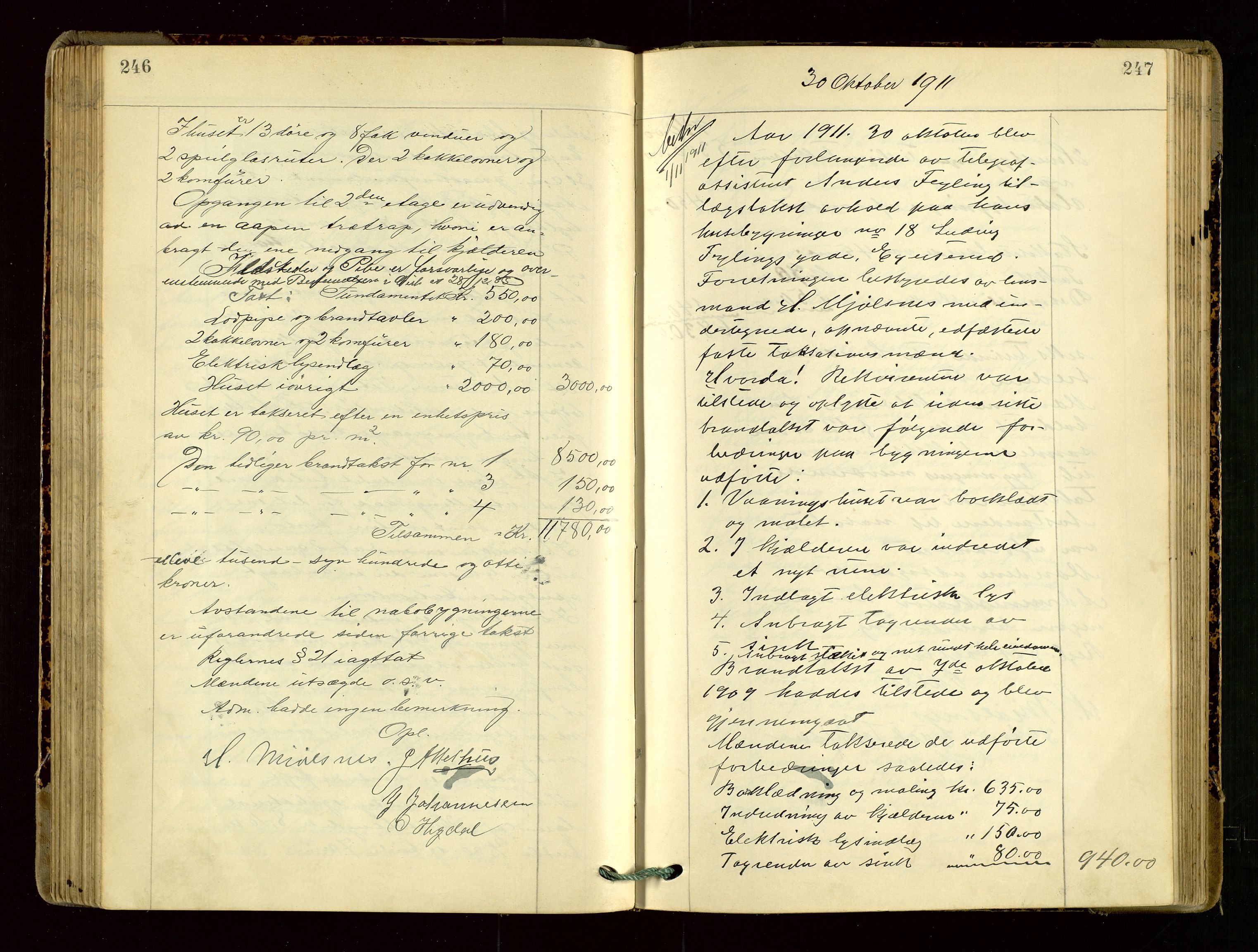 Eigersund lensmannskontor, AV/SAST-A-100171/God/L0007: "Brandtakstprotokol", 1909-1912, p. 246-247