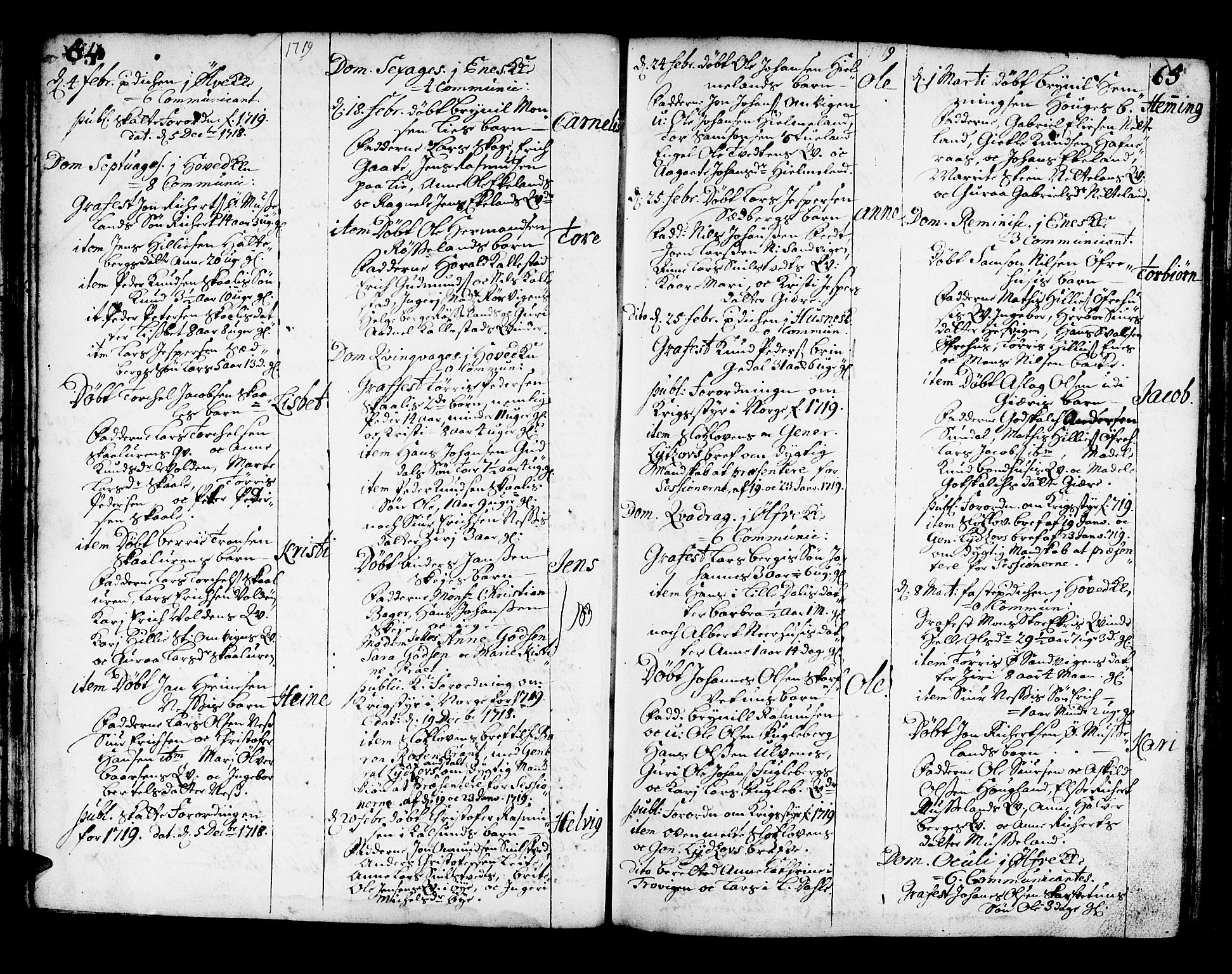 Kvinnherad sokneprestembete, AV/SAB-A-76401/H/Haa: Parish register (official) no. A 2, 1710-1753, p. 64-65