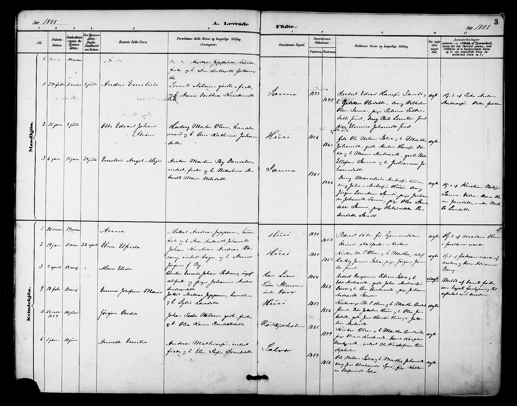 Ministerialprotokoller, klokkerbøker og fødselsregistre - Nordland, AV/SAT-A-1459/840/L0580: Parish register (official) no. 840A02, 1887-1909, p. 3