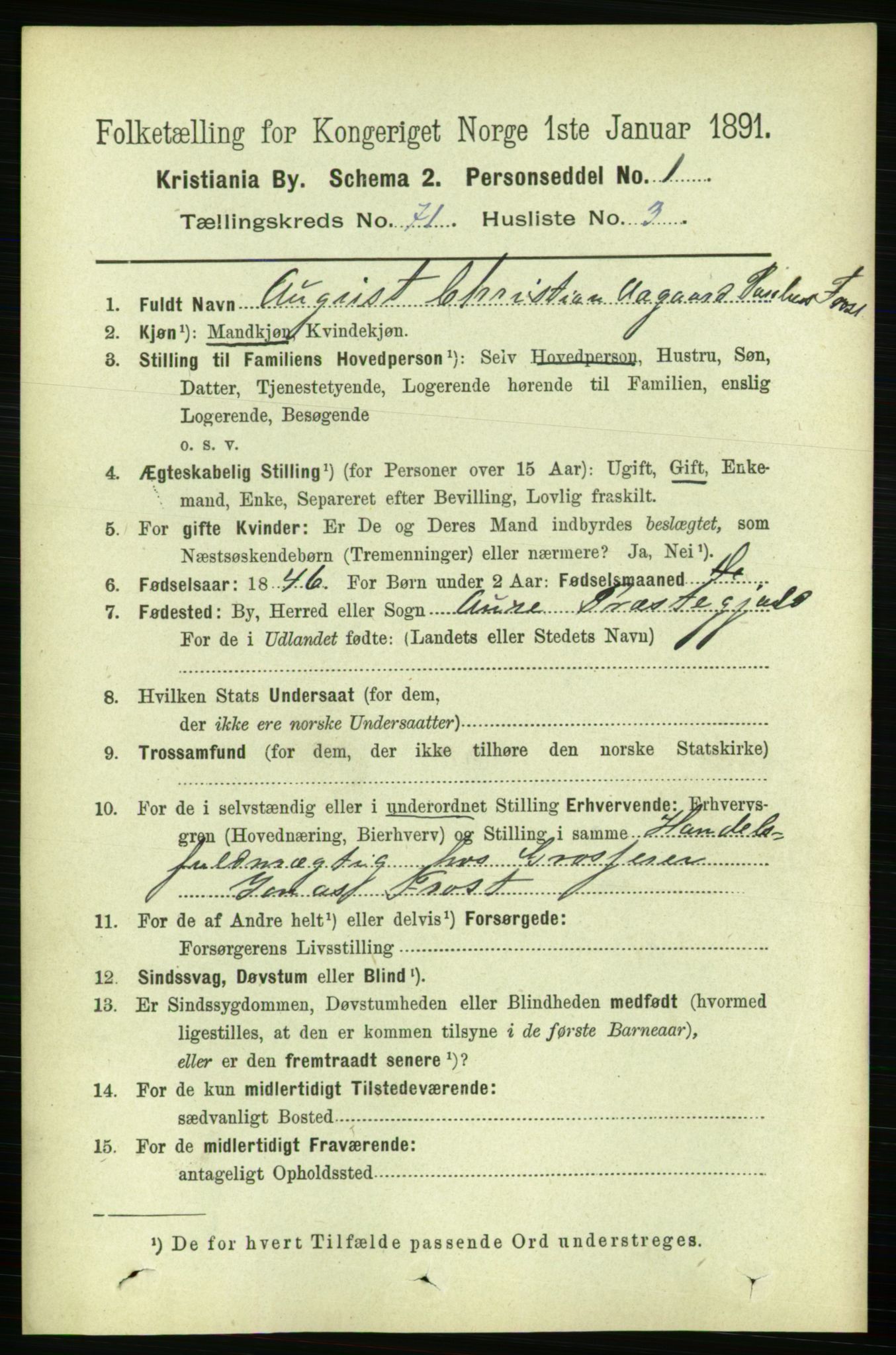 RA, 1891 census for 0301 Kristiania, 1891, p. 38989