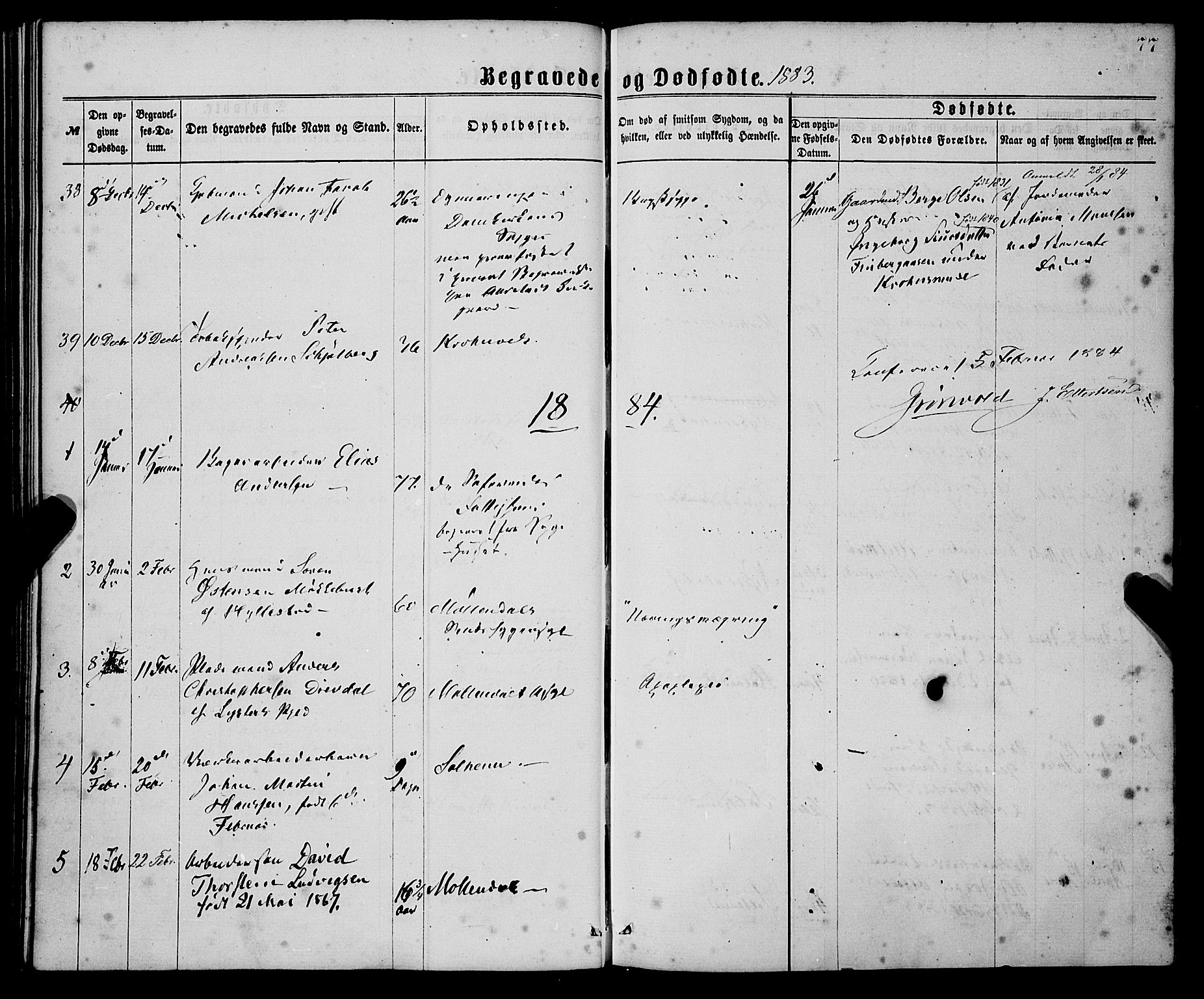 St. Jørgens hospital og Årstad sokneprestembete, AV/SAB-A-99934: Parish register (official) no. A 11, 1864-1886, p. 77