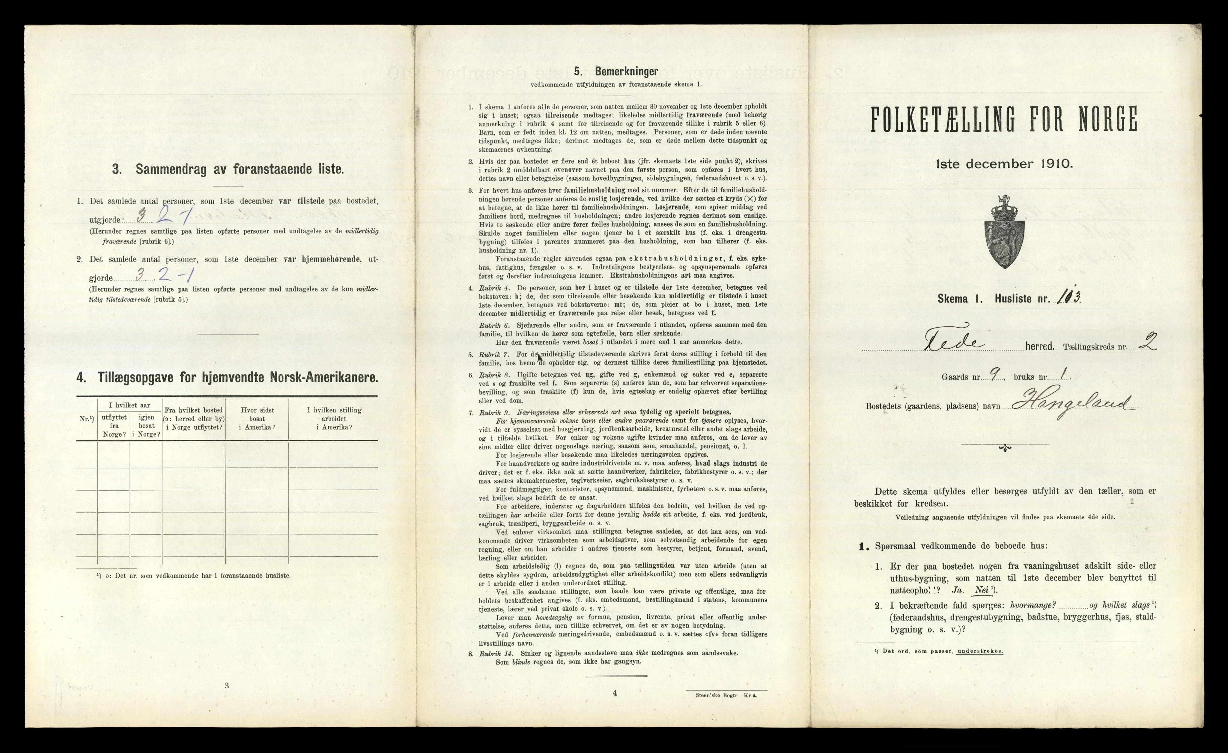 RA, 1910 census for Feda, 1910, p. 313