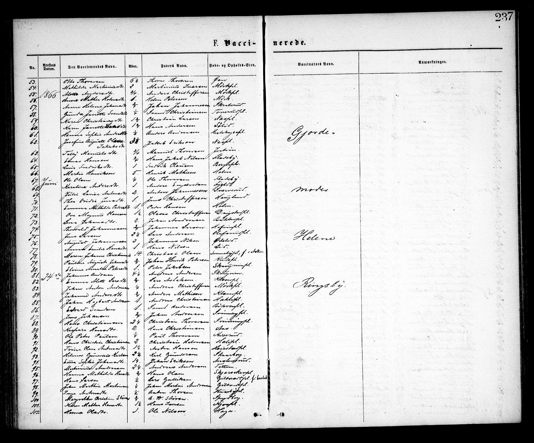 Spydeberg prestekontor Kirkebøker, SAO/A-10924/F/Fa/L0006: Parish register (official) no. I 6, 1863-1874, p. 237