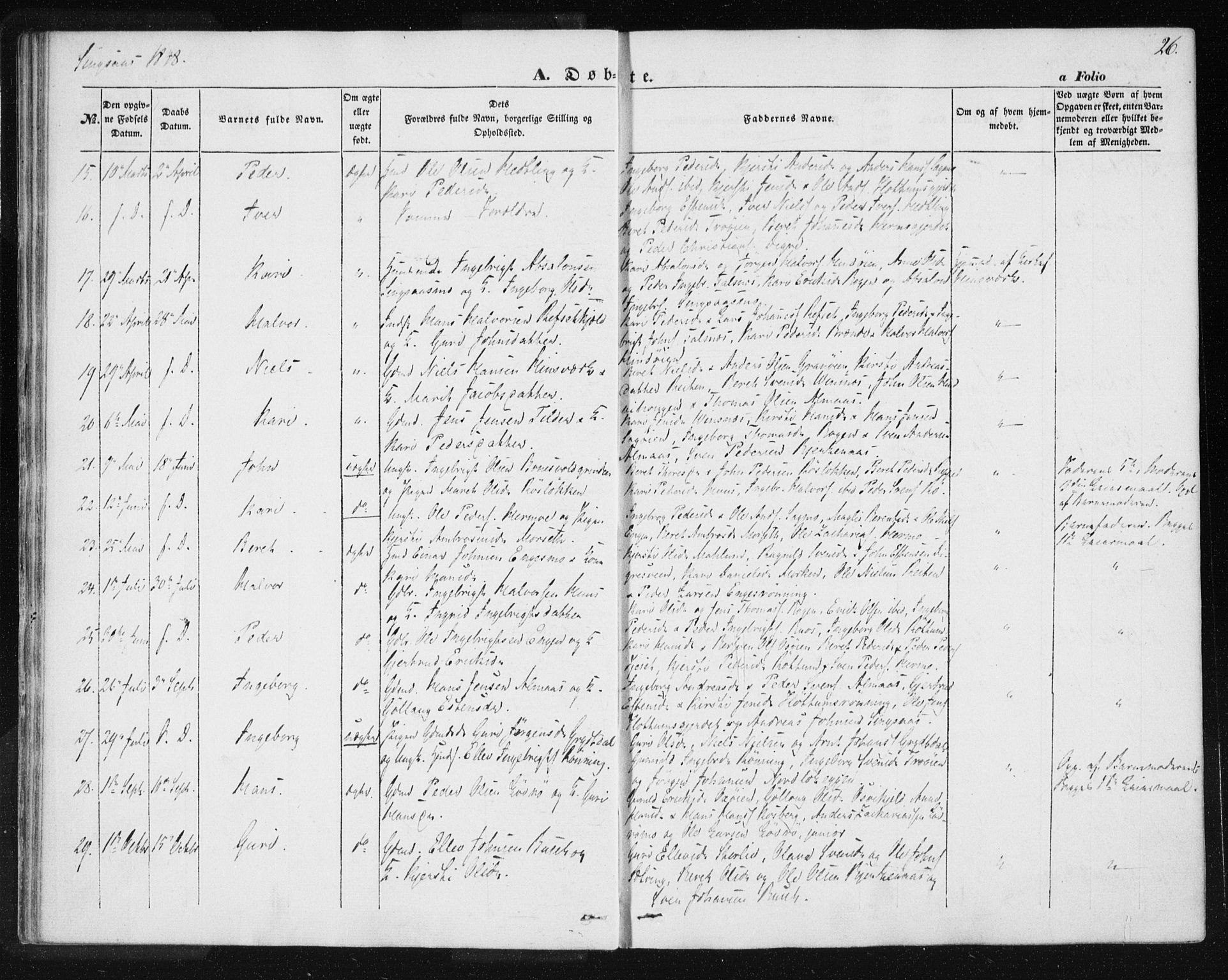 Ministerialprotokoller, klokkerbøker og fødselsregistre - Sør-Trøndelag, SAT/A-1456/685/L0964: Parish register (official) no. 685A06 /2, 1846-1859, p. 26