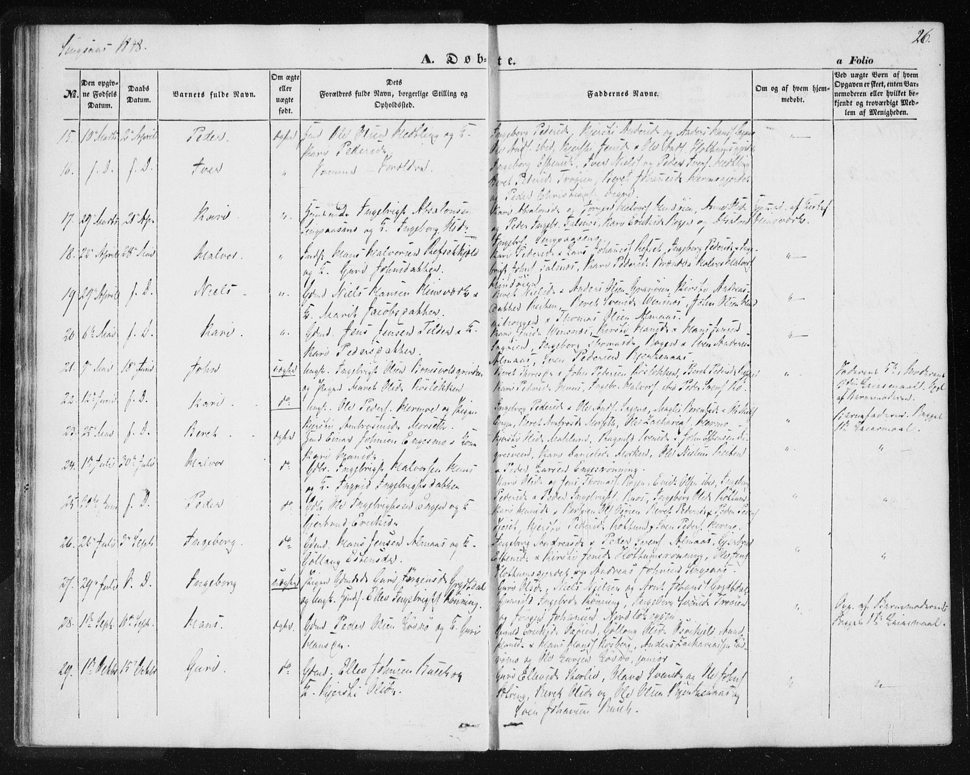 Ministerialprotokoller, klokkerbøker og fødselsregistre - Sør-Trøndelag, AV/SAT-A-1456/685/L0964: Parish register (official) no. 685A06 /2, 1846-1859, p. 26