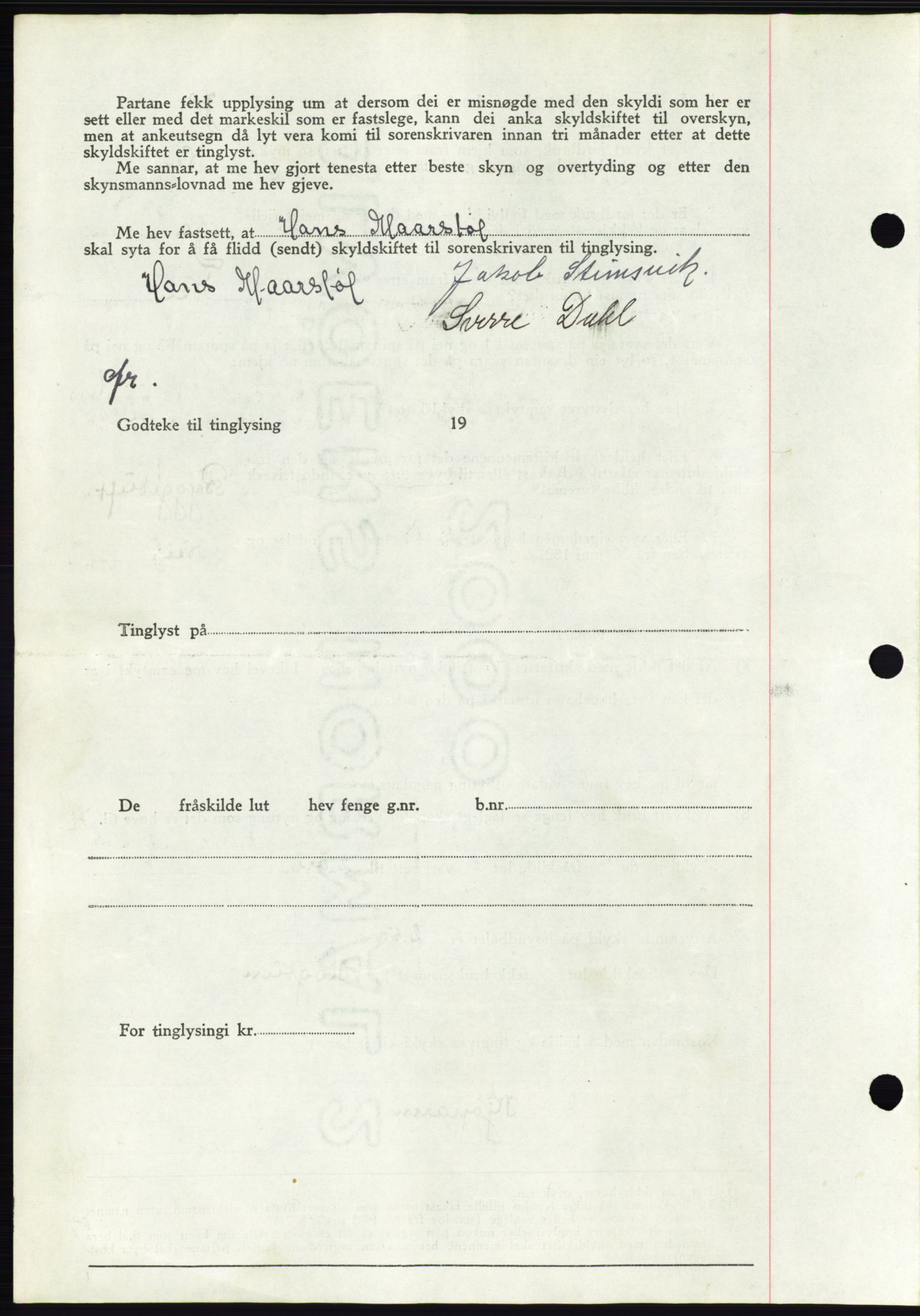 Søre Sunnmøre sorenskriveri, SAT/A-4122/1/2/2C/L0076: Mortgage book no. 2A, 1943-1944, Diary no: : 199/1944