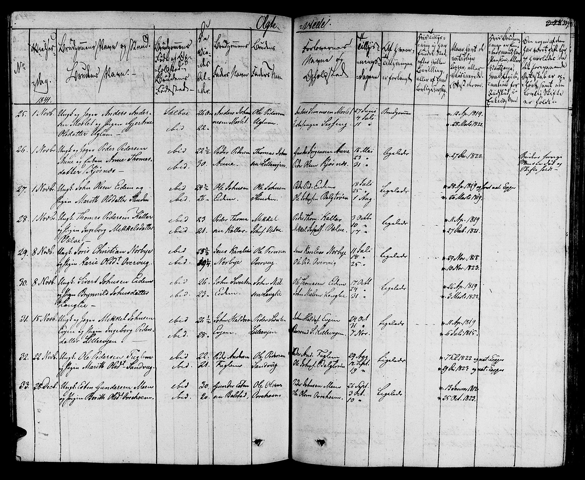 Ministerialprotokoller, klokkerbøker og fødselsregistre - Sør-Trøndelag, SAT/A-1456/695/L1143: Parish register (official) no. 695A05 /1, 1824-1842, p. 339