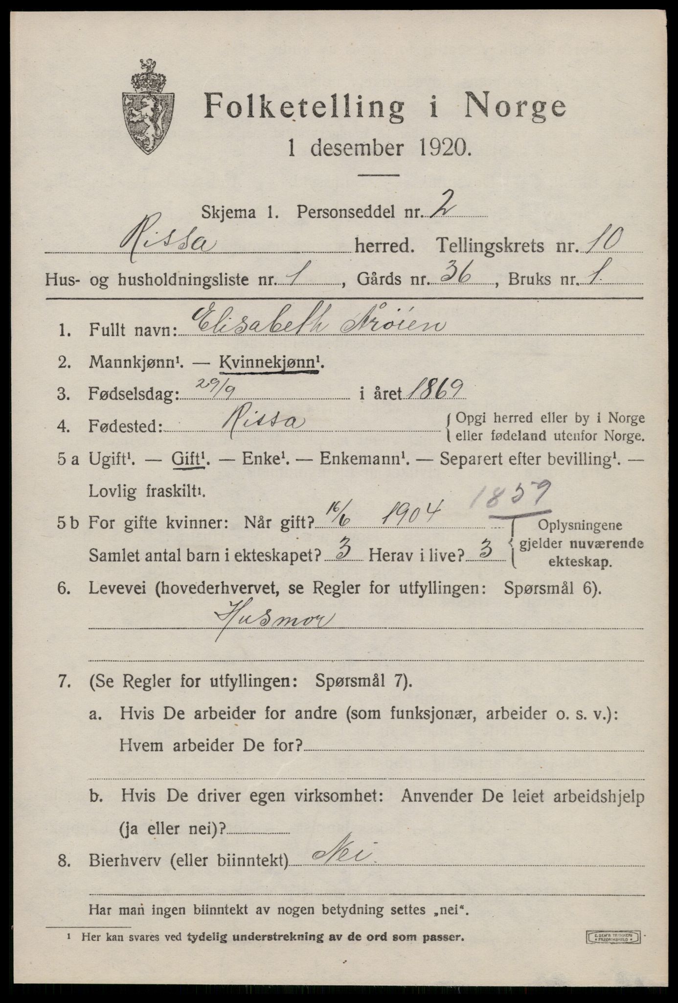 SAT, 1920 census for Rissa, 1920, p. 6571