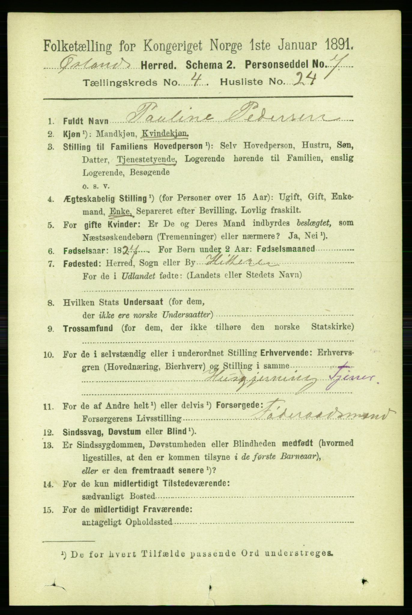 RA, 1891 census for 1621 Ørland, 1891, p. 1446