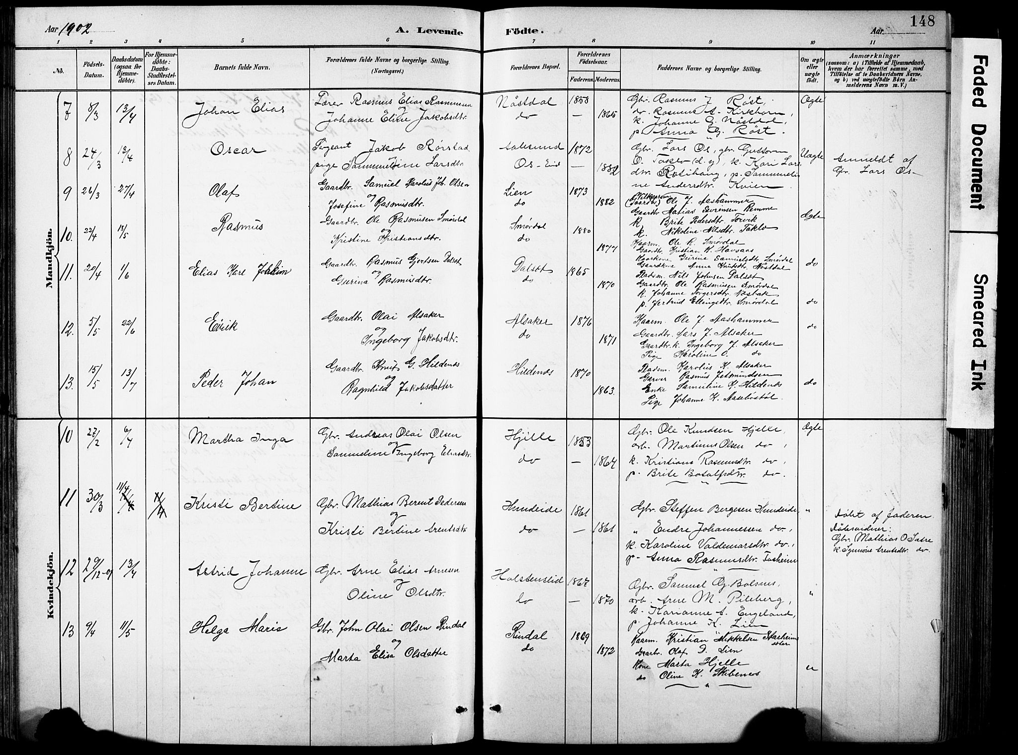 Eid sokneprestembete, AV/SAB-A-82301/H/Hab/Habb/L0002: Parish register (copy) no. B 2, 1882-1907, p. 148