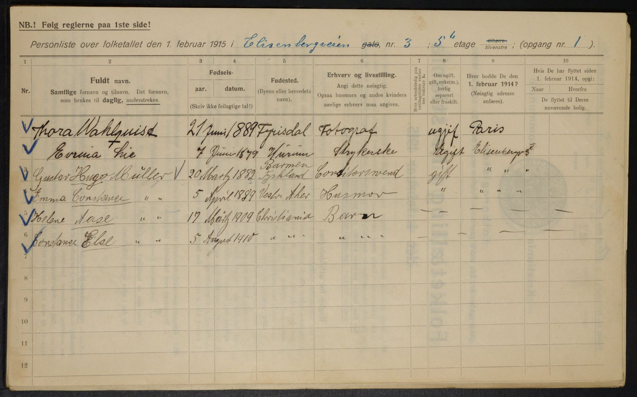 OBA, Municipal Census 1915 for Kristiania, 1915, p. 19999