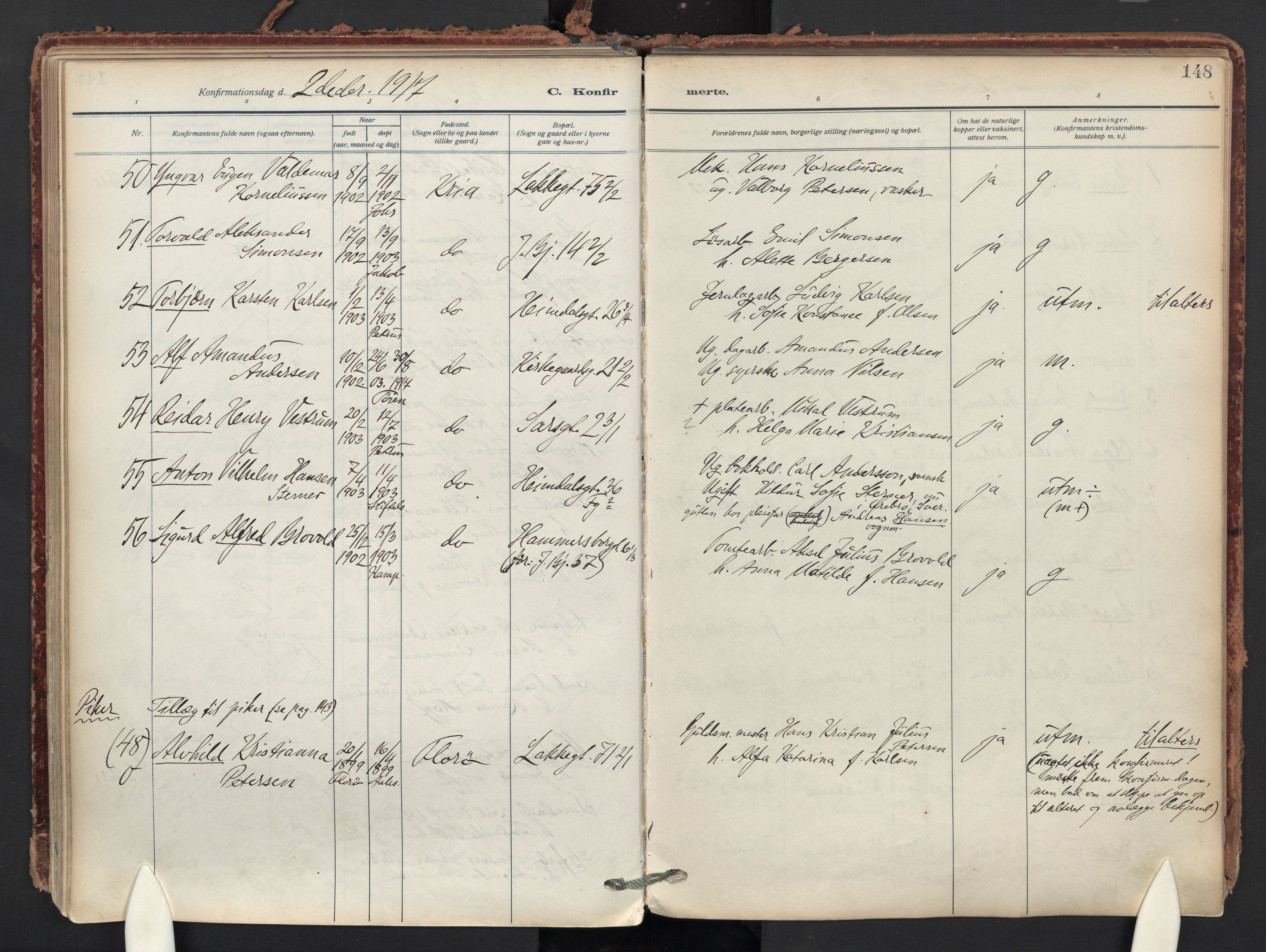 Tøyen prestekontor Kirkebøker, AV/SAO-A-10167a/F/Fa/L0004: Parish register (official) no. I 4, 1917-1931, p. 148