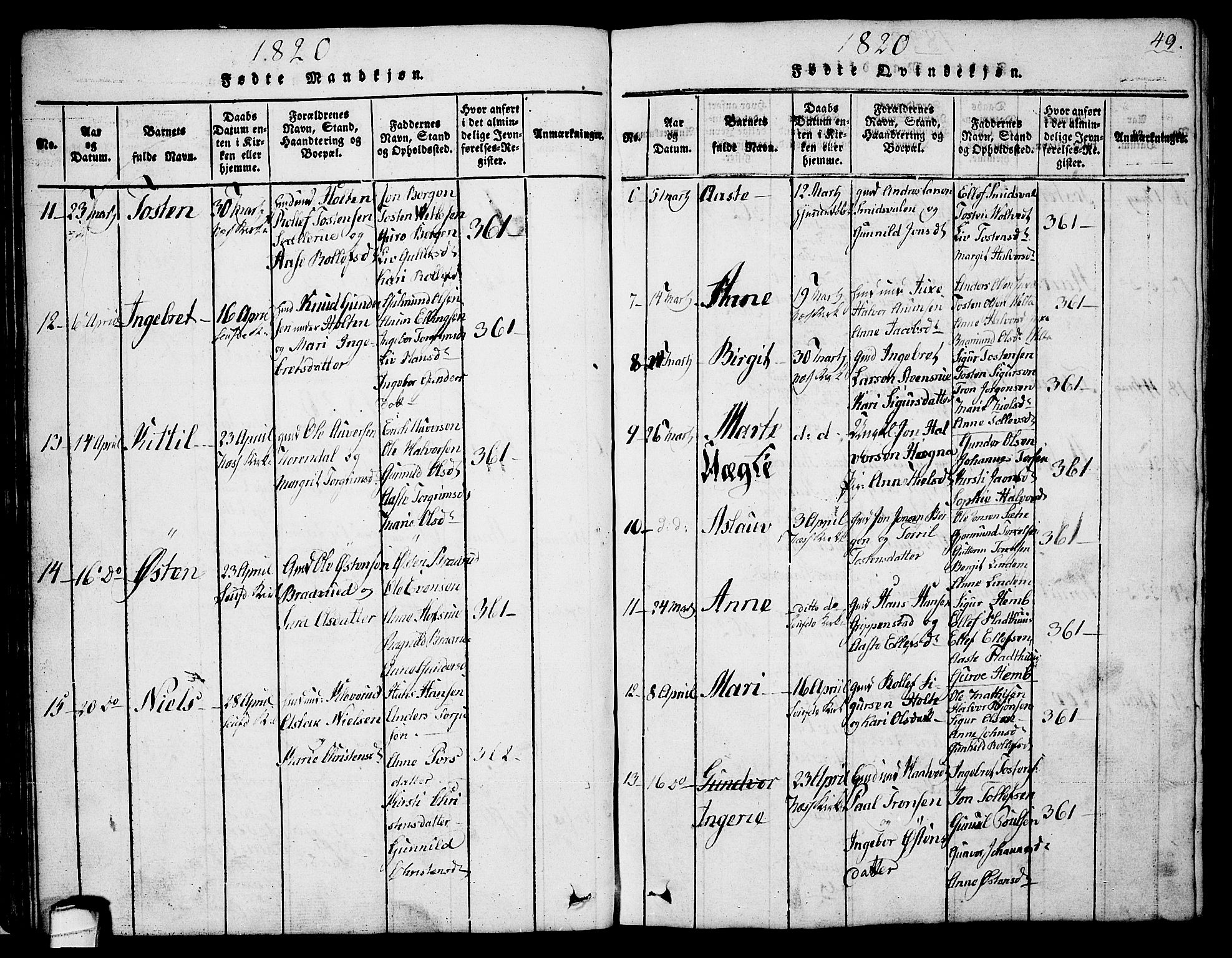 Sauherad kirkebøker, SAKO/A-298/G/Ga/L0001: Parish register (copy) no. I 1, 1815-1827, p. 49