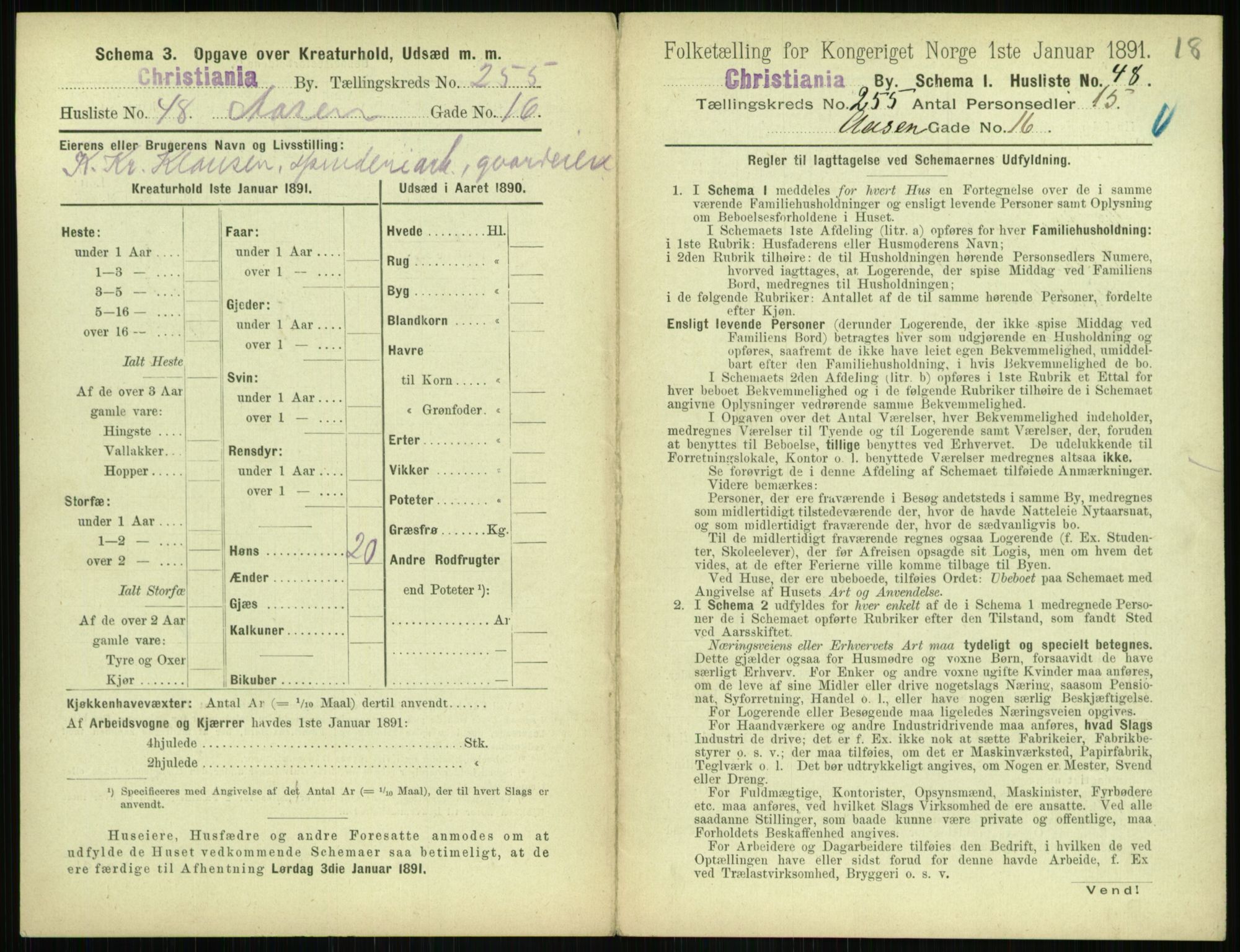 RA, 1891 census for 0301 Kristiania, 1891, p. 155077