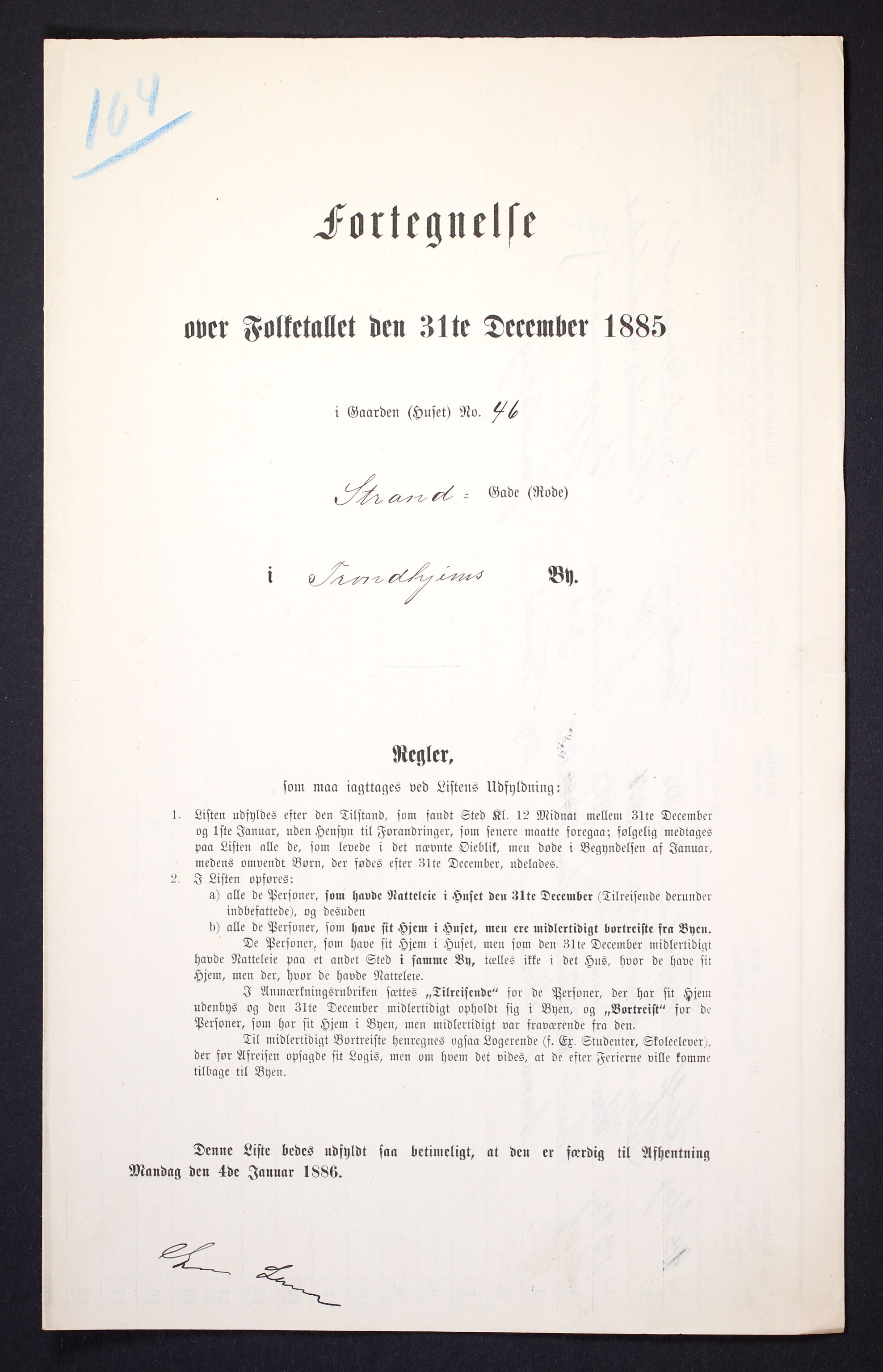 SAT, 1885 census for 1601 Trondheim, 1885, p. 699