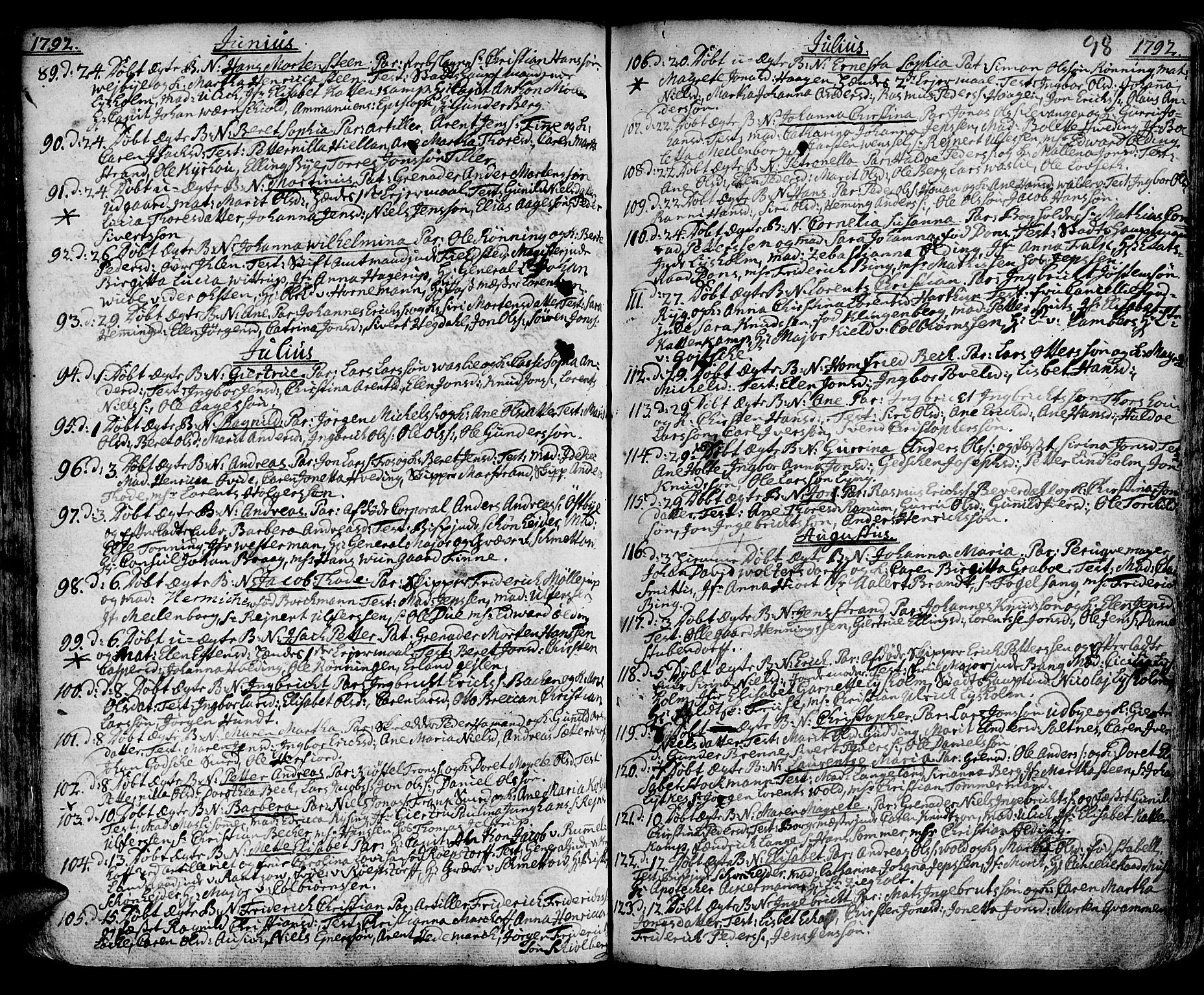 Ministerialprotokoller, klokkerbøker og fødselsregistre - Sør-Trøndelag, SAT/A-1456/601/L0039: Parish register (official) no. 601A07, 1770-1819, p. 98
