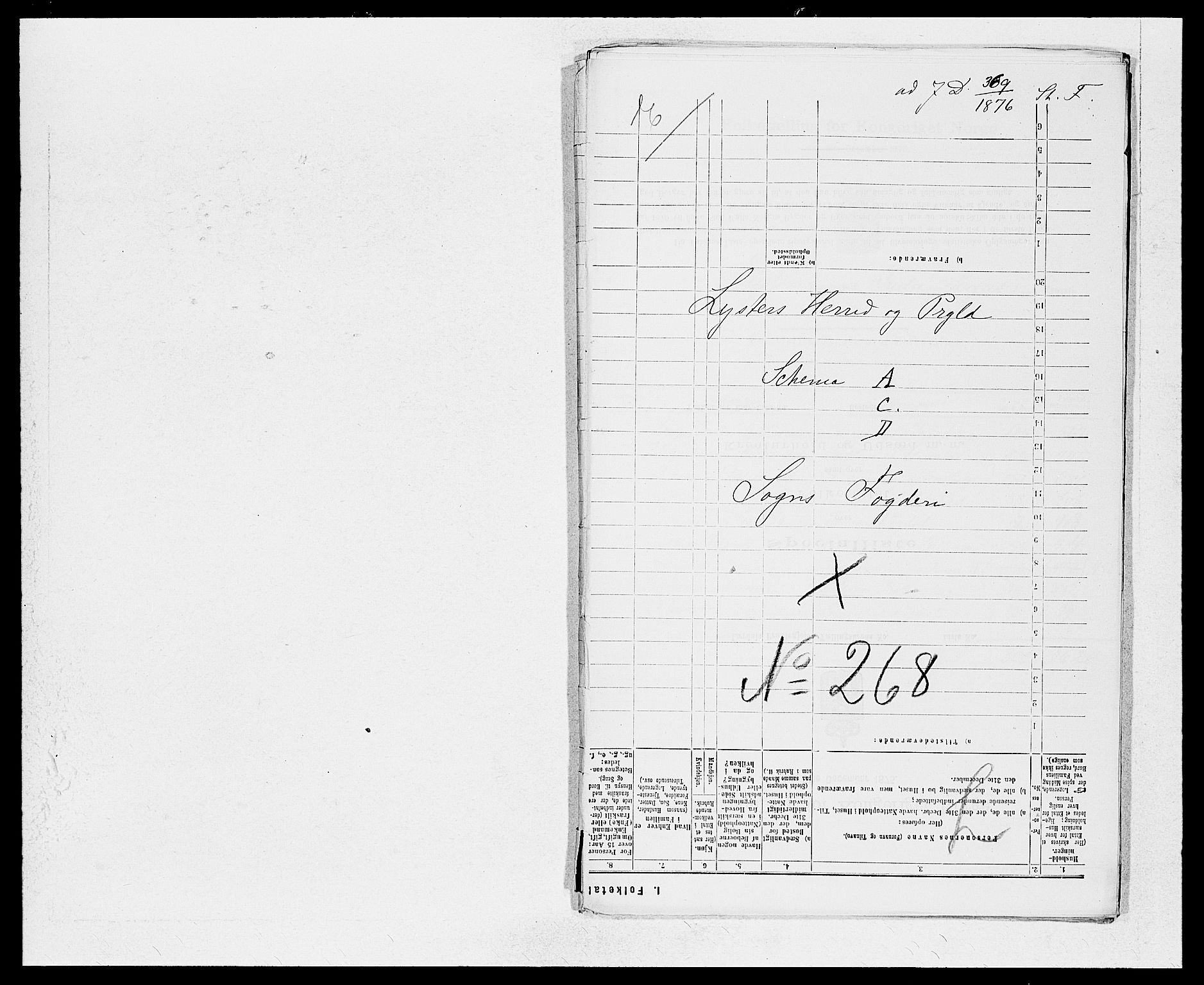 SAB, 1875 census for 1426P Luster, 1875, p. 1