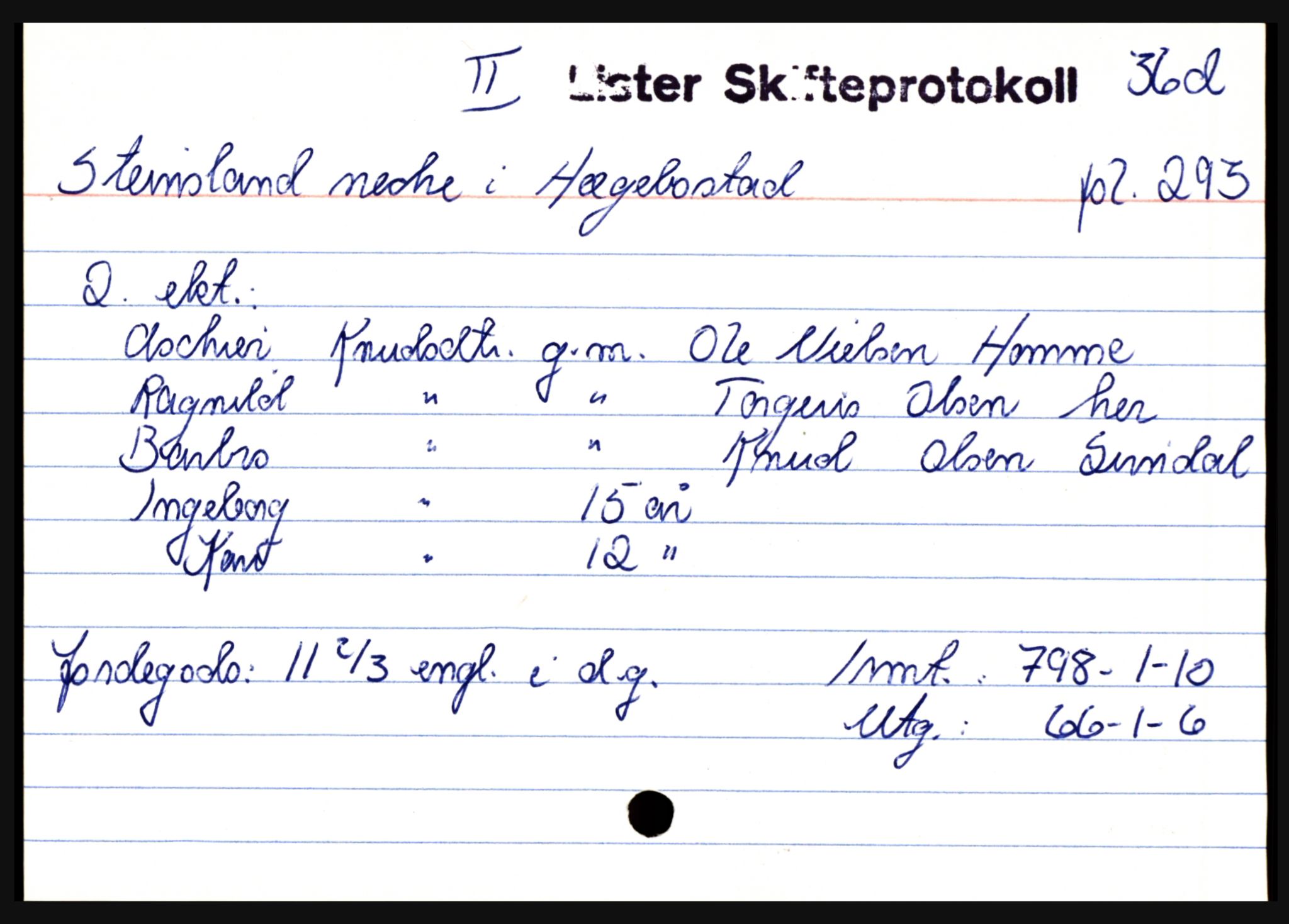 Lister sorenskriveri, AV/SAK-1221-0003/H, p. 36009