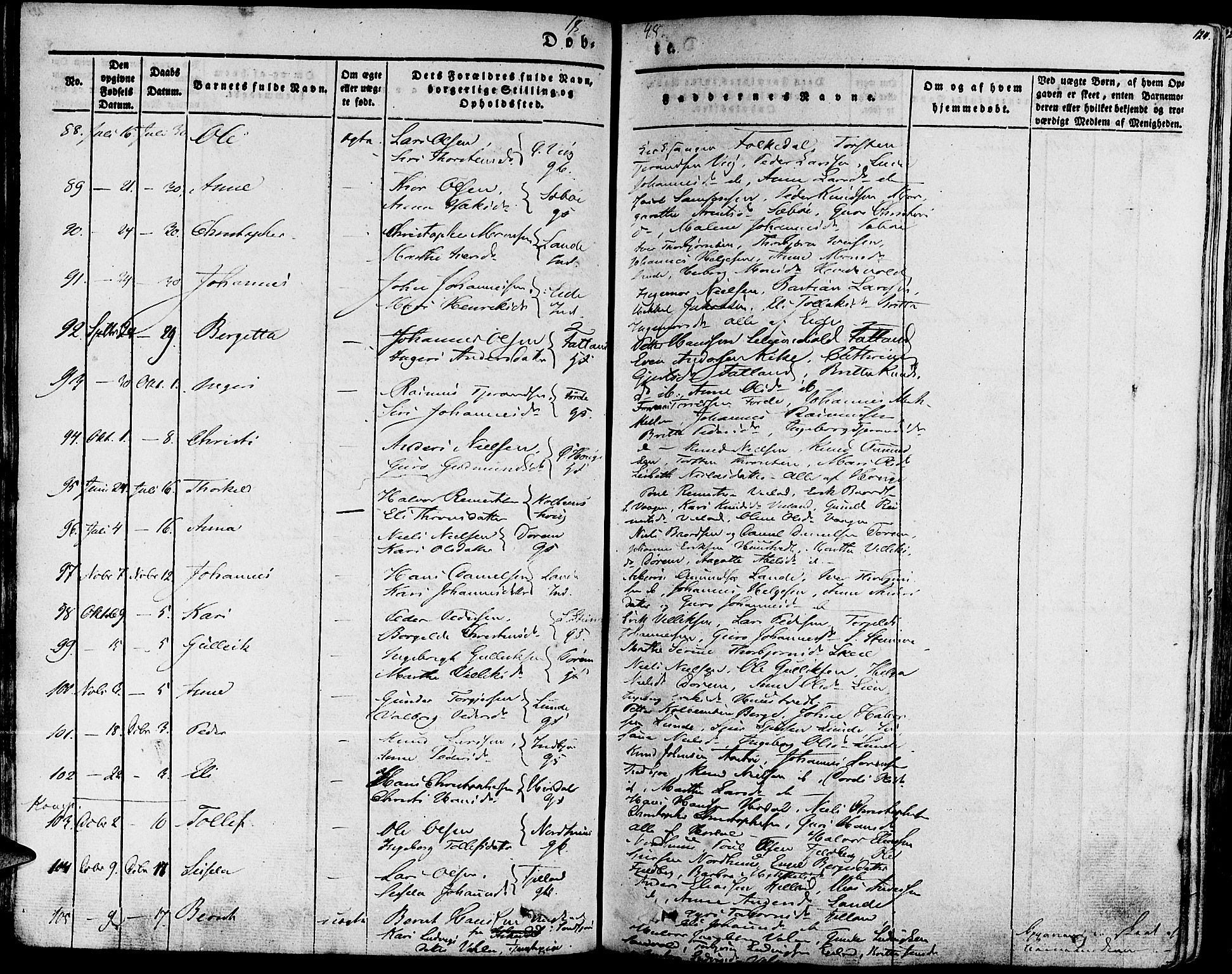 Fjelberg sokneprestembete, AV/SAB-A-75201/H/Haa: Parish register (official) no. A 6, 1835-1851, p. 124