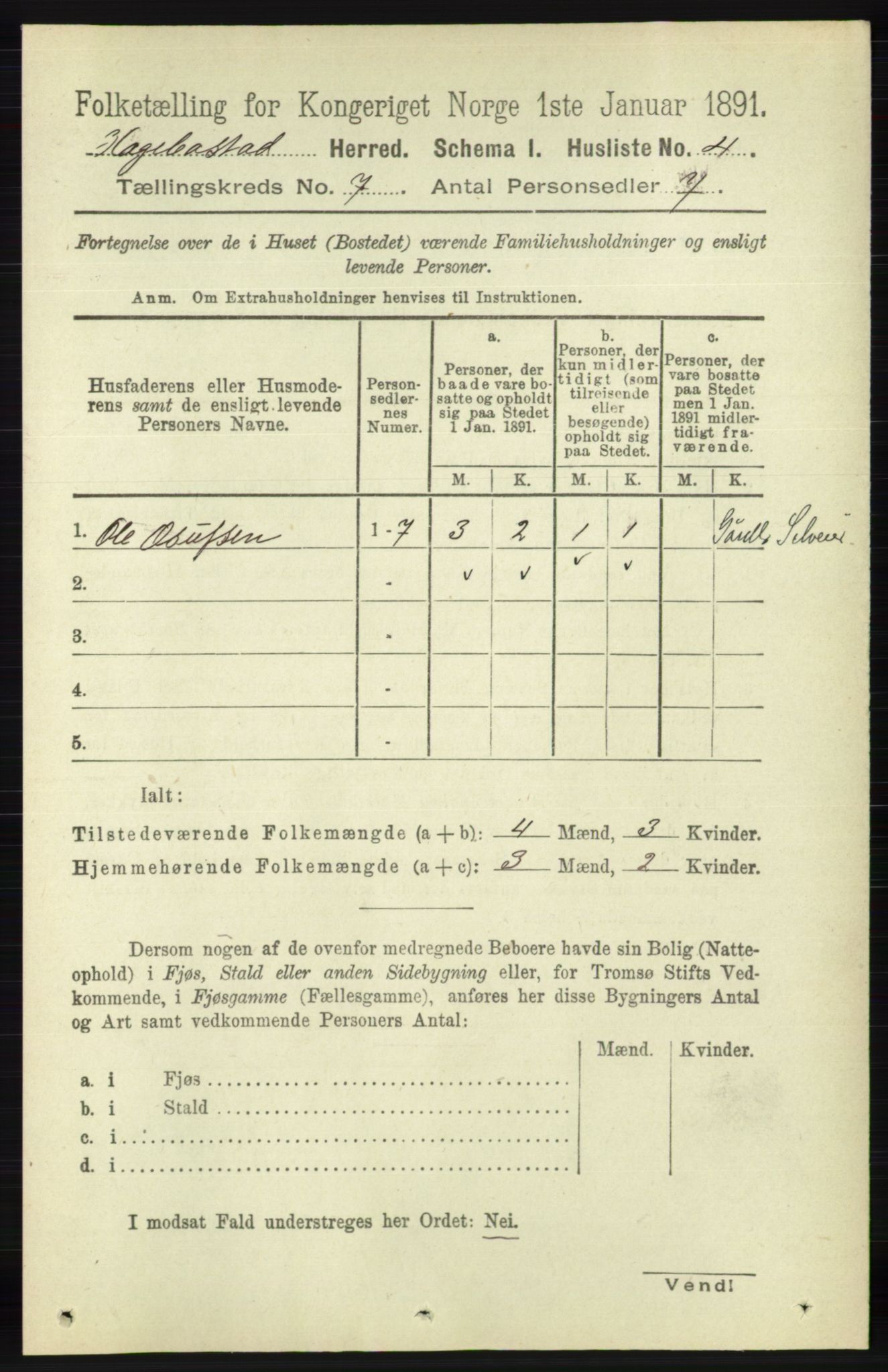 RA, 1891 census for 1034 Hægebostad, 1891, p. 2051