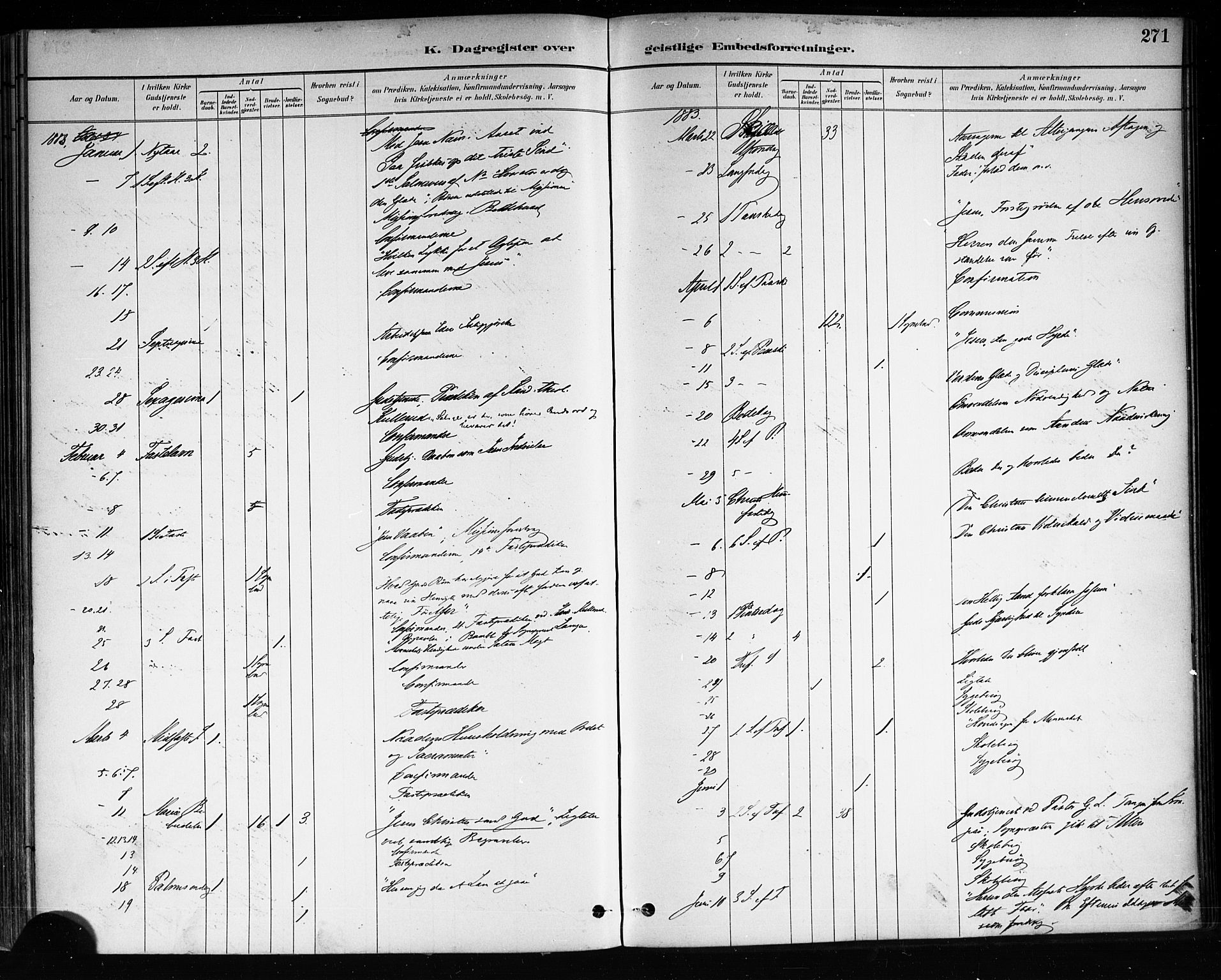 Brevik kirkebøker, AV/SAKO-A-255/F/Fa/L0007: Parish register (official) no. 7, 1882-1900, p. 271