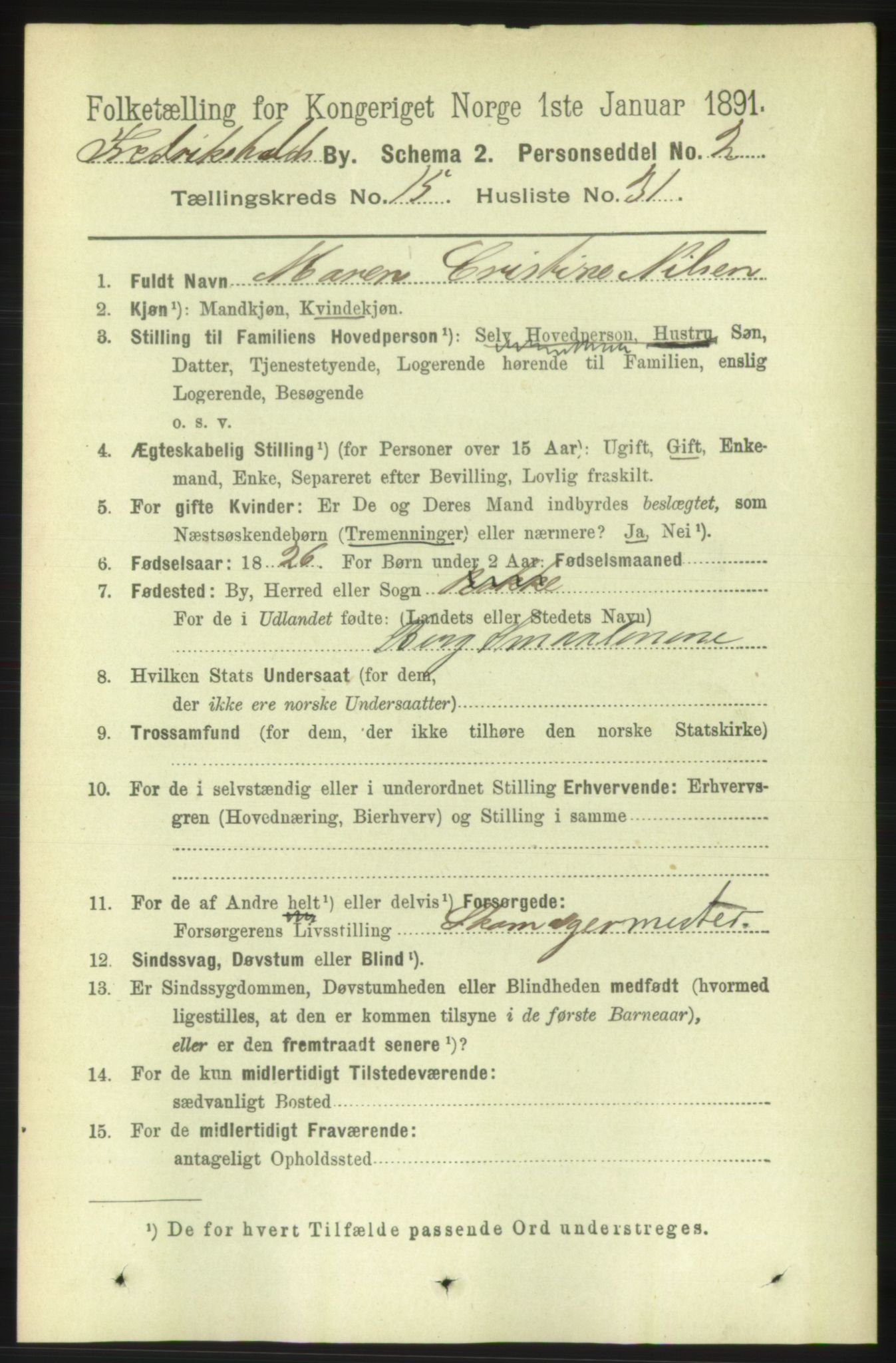 RA, 1891 census for 0101 Fredrikshald, 1891, p. 9789