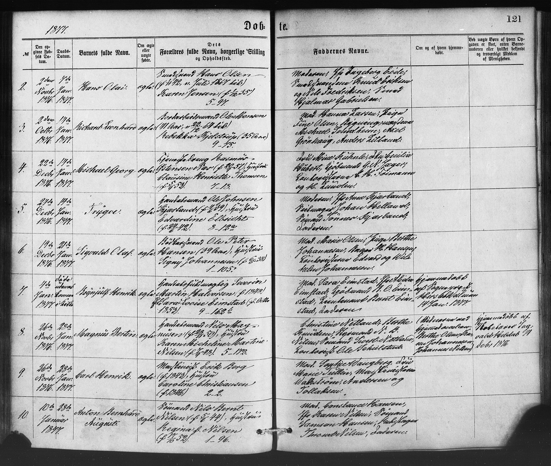 Nykirken Sokneprestembete, SAB/A-77101/H/Haa/L0016: Parish register (official) no. B 3, 1870-1884, p. 121