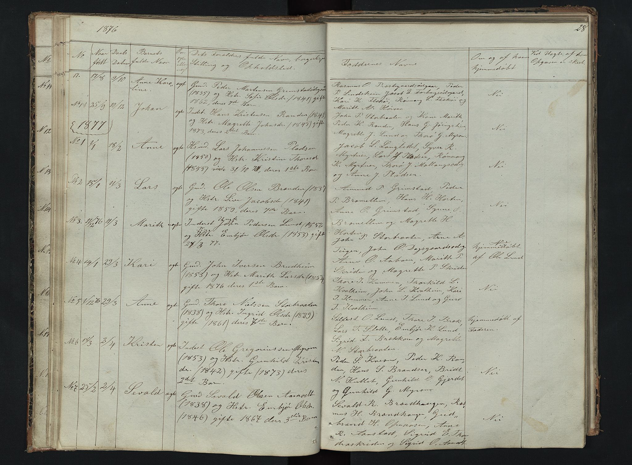 Skjåk prestekontor, AV/SAH-PREST-072/H/Ha/Hab/L0002: Parish register (copy) no. 2, 1867-1894, p. 28