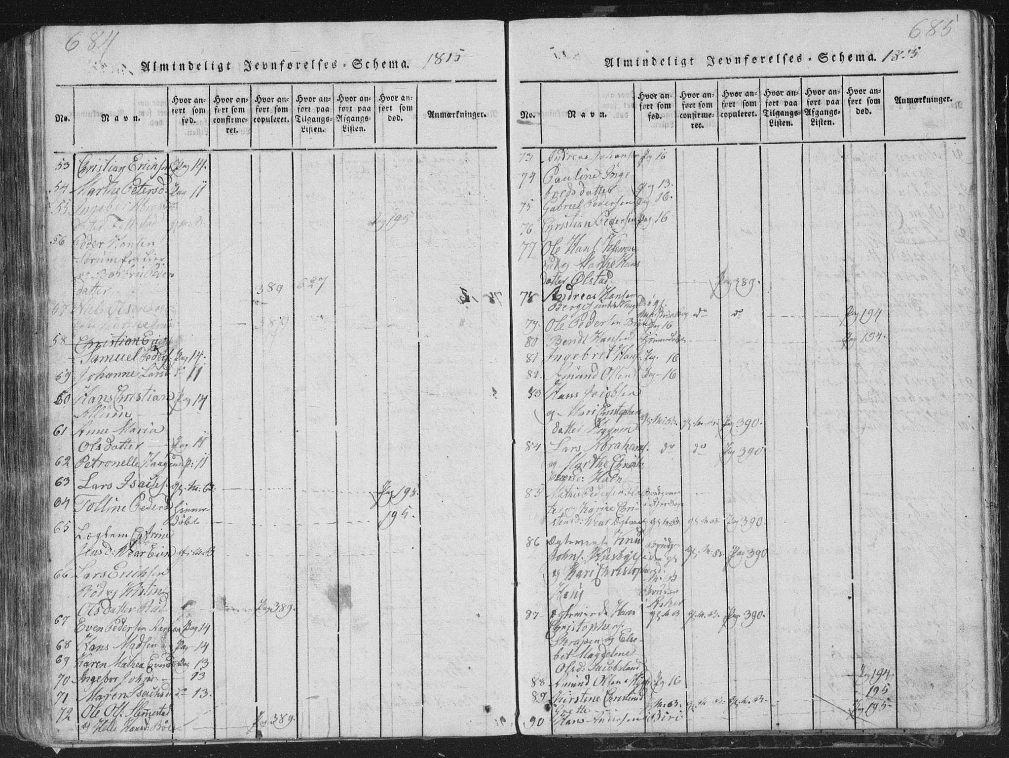 Røyken kirkebøker, SAKO/A-241/G/Ga/L0003: Parish register (copy) no. 3, 1814-1856, p. 684-685