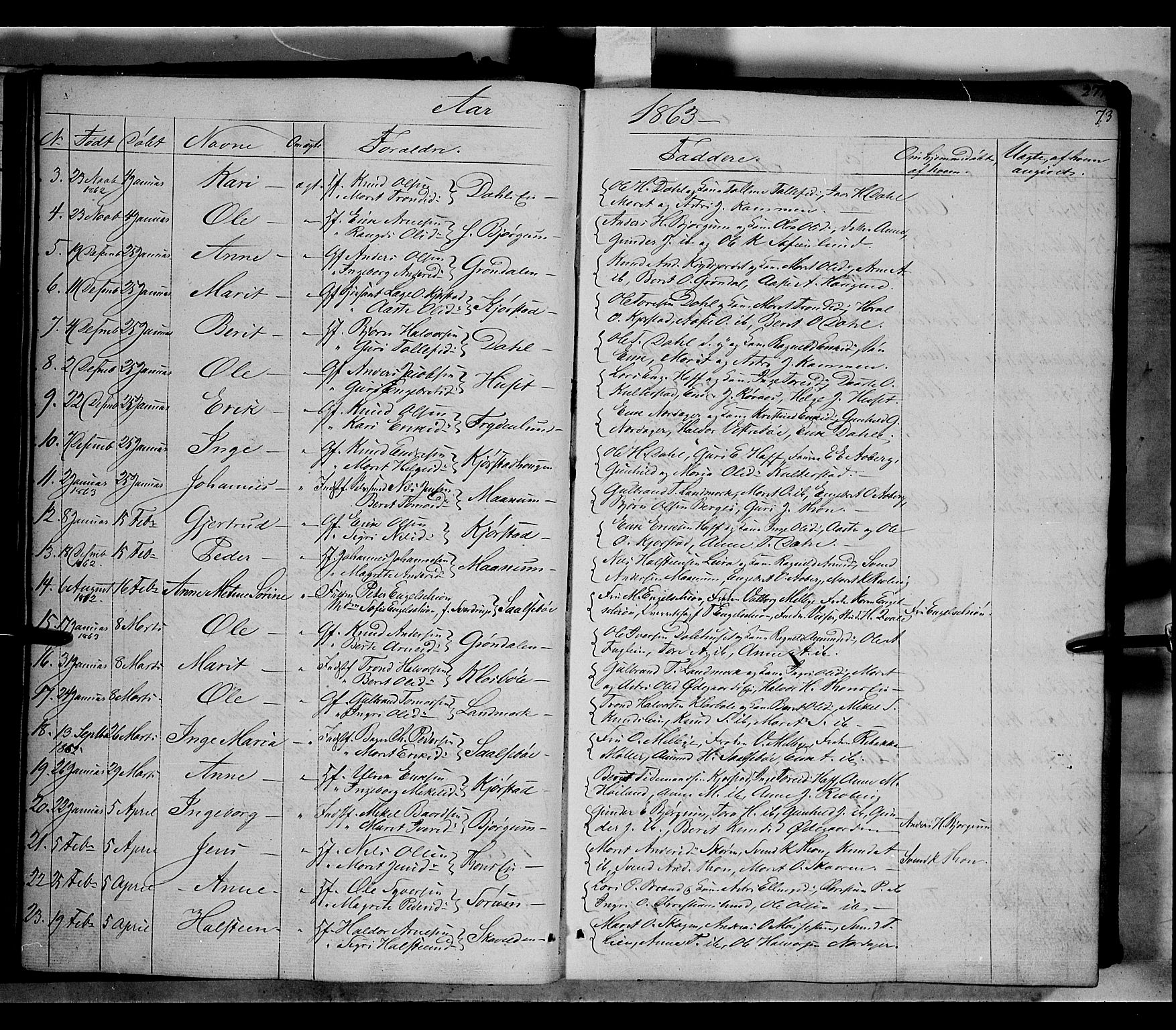 Nord-Aurdal prestekontor, AV/SAH-PREST-132/H/Ha/Haa/L0004: Parish register (official) no. 4, 1842-1863, p. 73