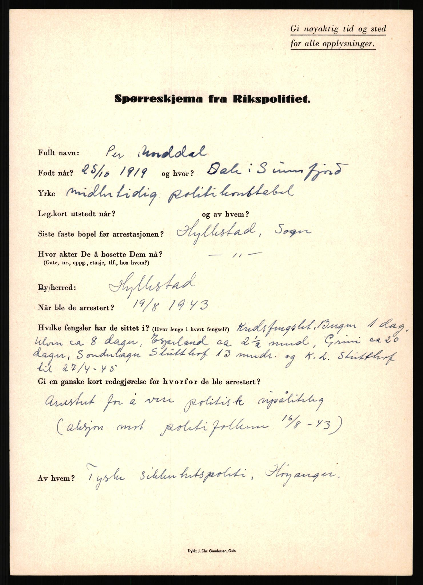 Rikspolitisjefen, AV/RA-S-1560/L/L0012: Mogensen, Øivind - Noraas, Lars, 1940-1945, p. 966