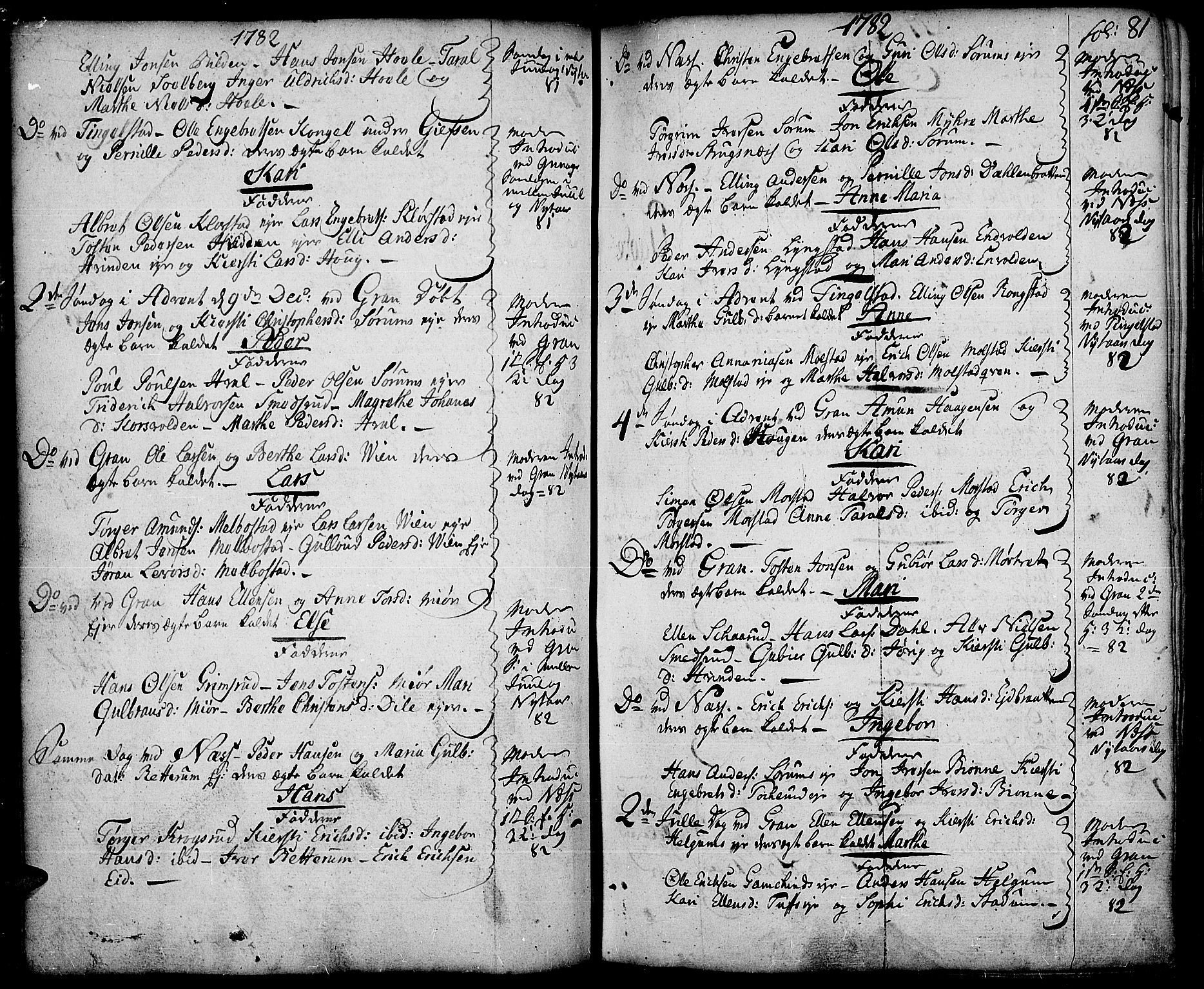 Gran prestekontor, SAH/PREST-112/H/Ha/Haa/L0005: Parish register (official) no. 5, 1776-1788, p. 81