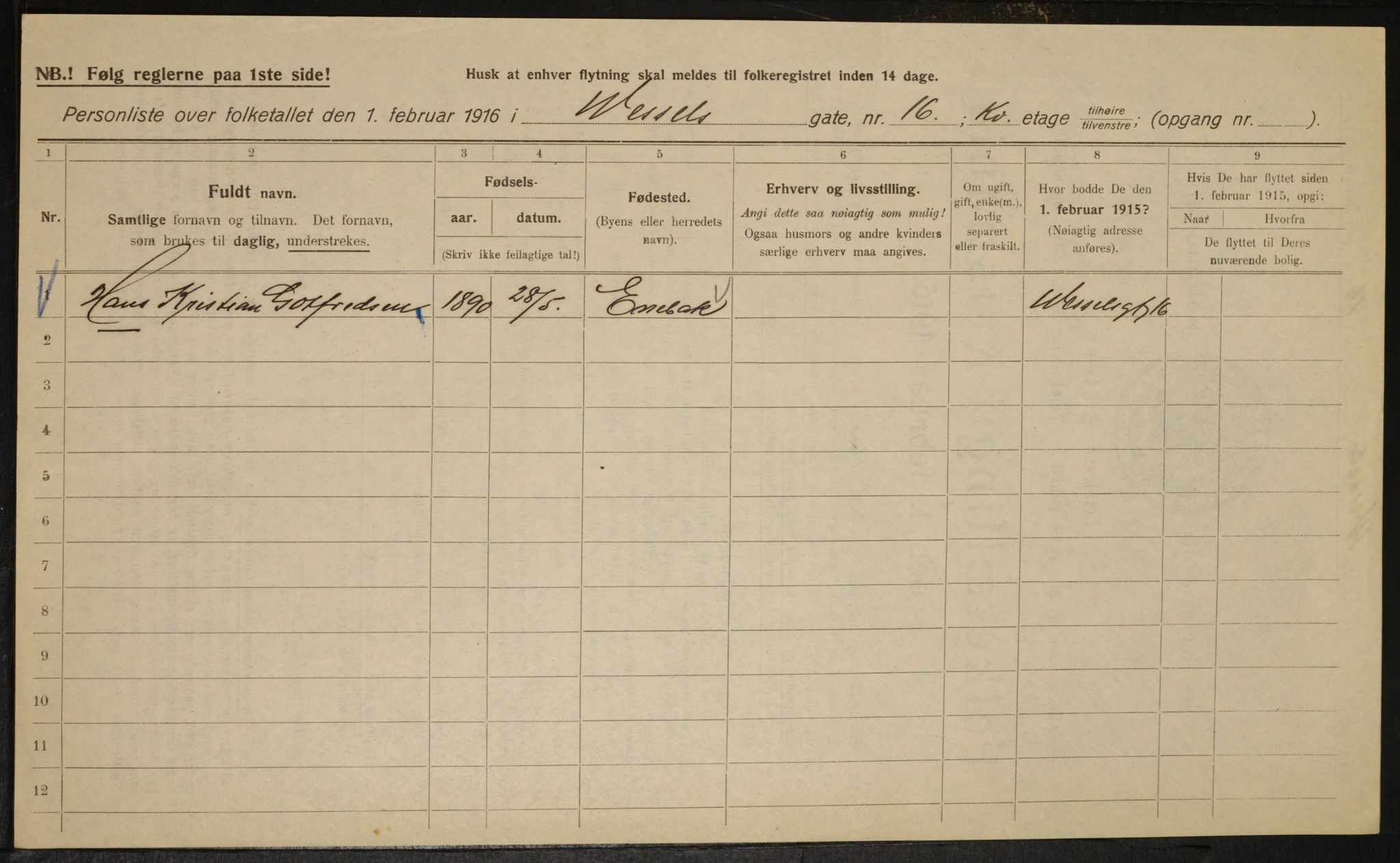 OBA, Municipal Census 1916 for Kristiania, 1916, p. 131851