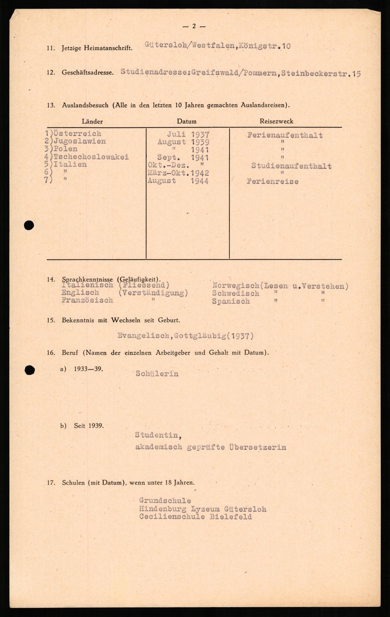 Forsvaret, Forsvarets overkommando II, AV/RA-RAFA-3915/D/Db/L0014: CI Questionaires. Tyske okkupasjonsstyrker i Norge. Tyskere., 1945-1946, p. 252