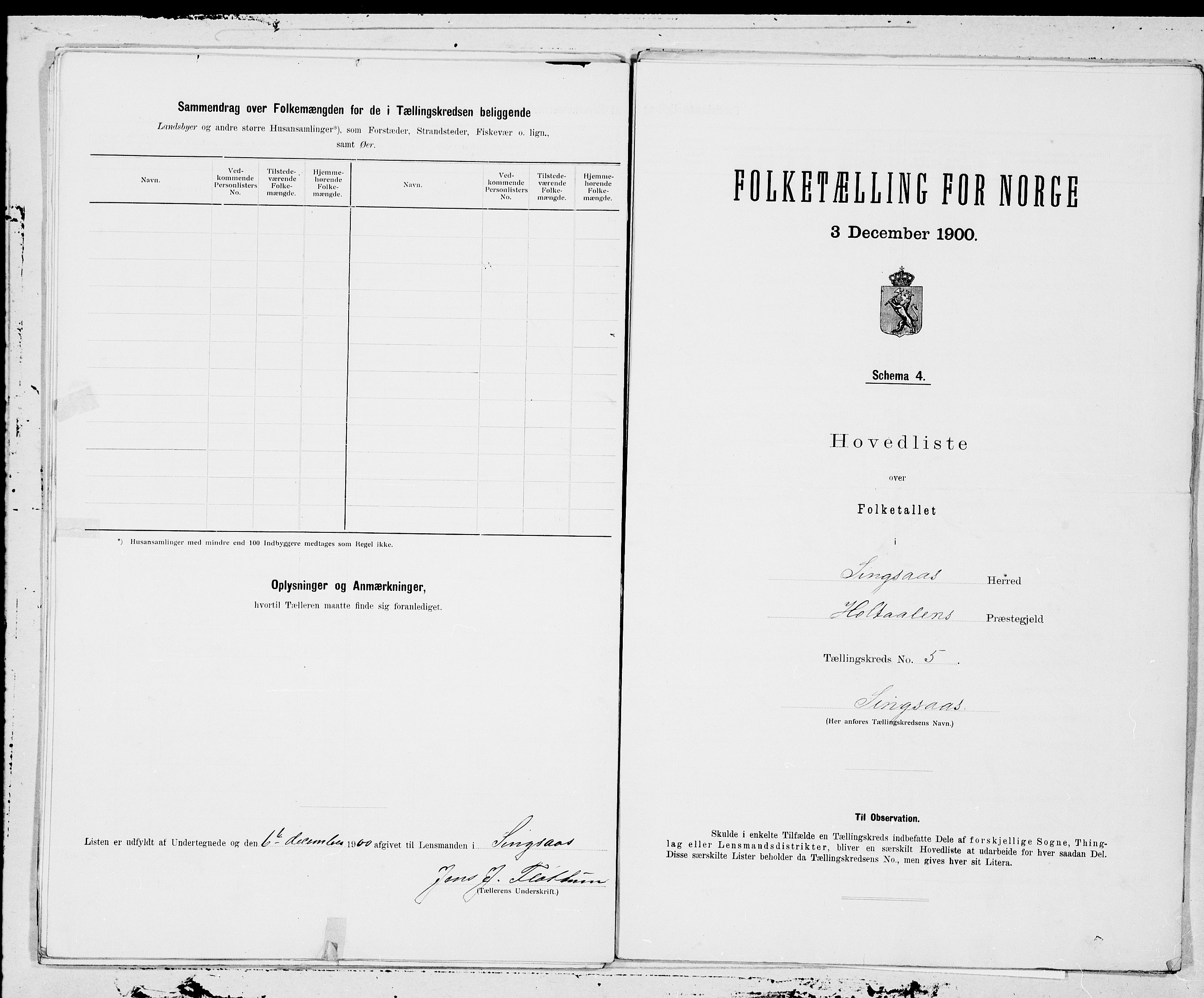 SAT, 1900 census for Singsås, 1900, p. 10