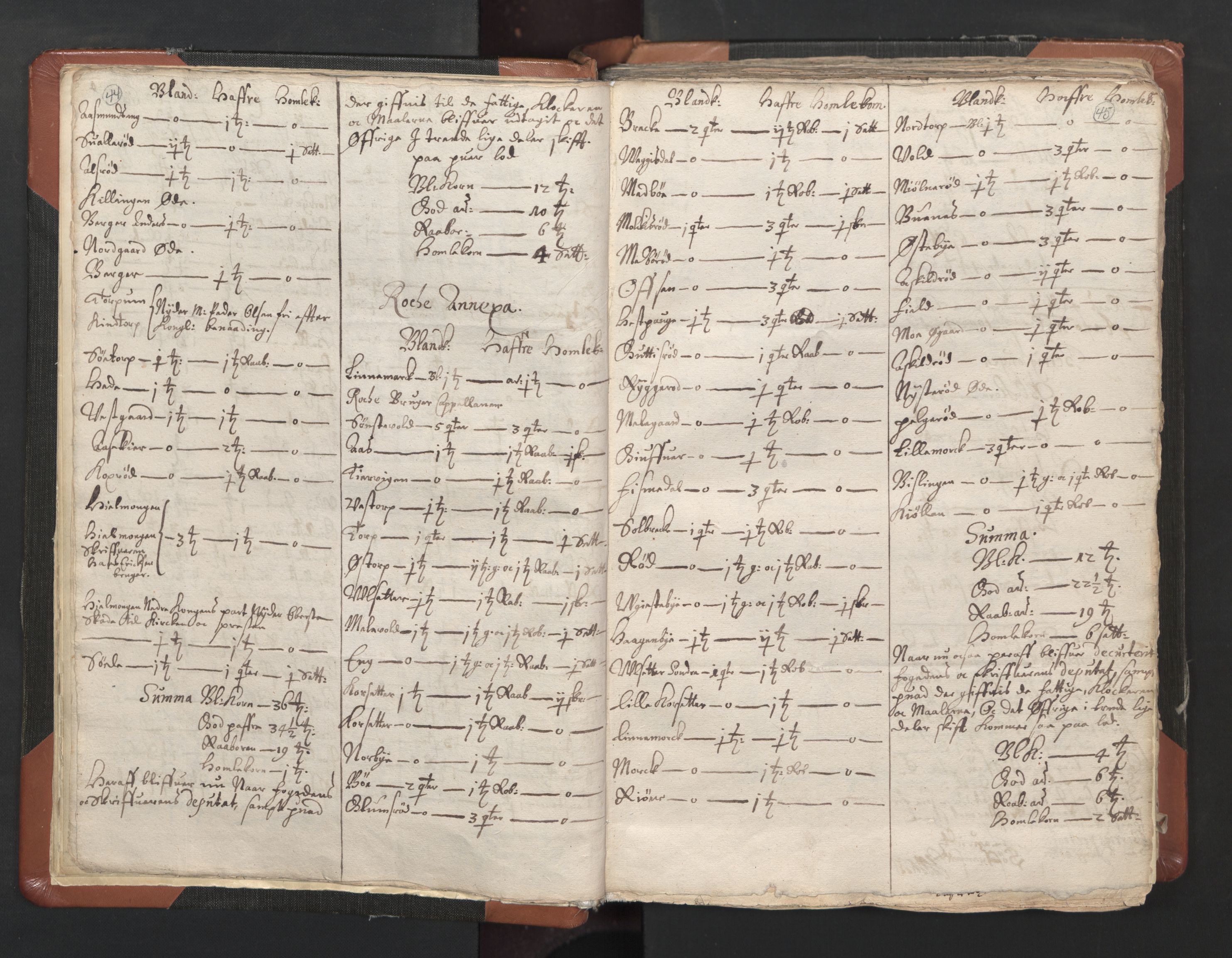 RA, Vicar's Census 1664-1666, no. 1: Nedre Borgesyssel deanery, 1664-1666, p. 44-45